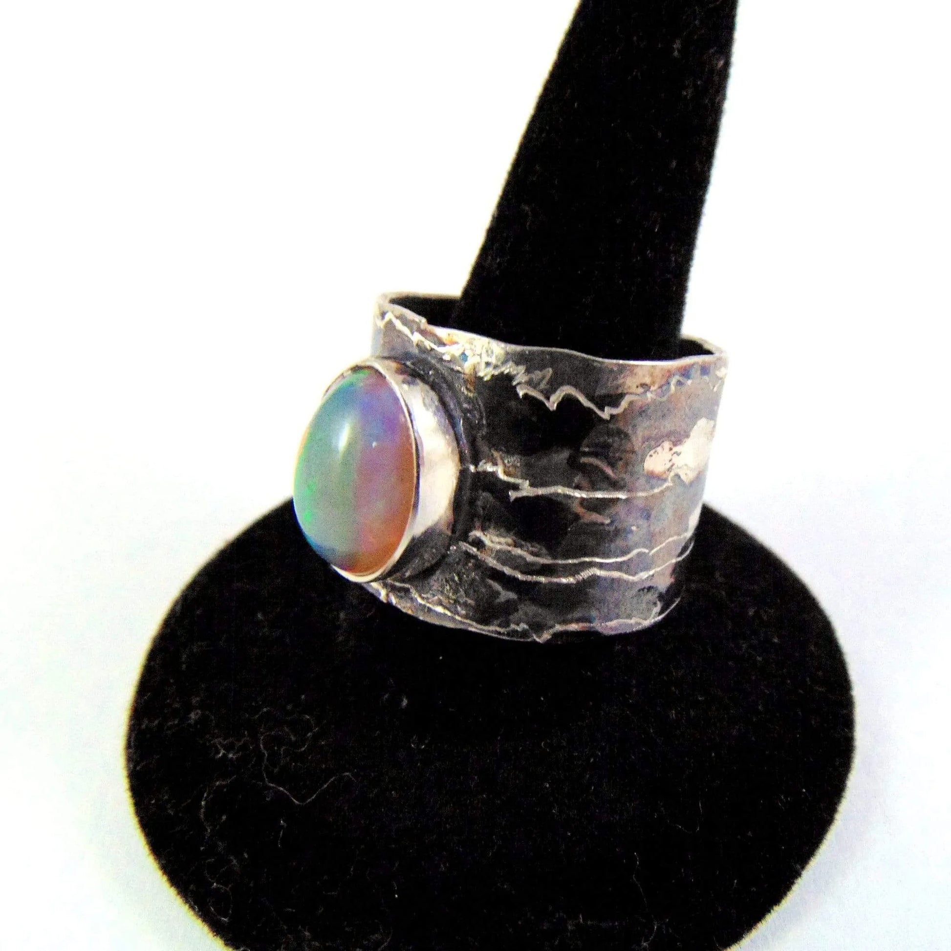 Szeroka obrączka opalem etiopskim - EPIR Art Jewellery&Gemstone