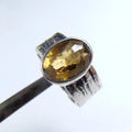 Szeroka obrączka srebrna z fasetowanym cytrynem - EPIR Art Jewellery&Gemstone