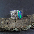 Szeroka obrączka z wielokolorowym opalem - EPIR Art Jewellery&Gemstone