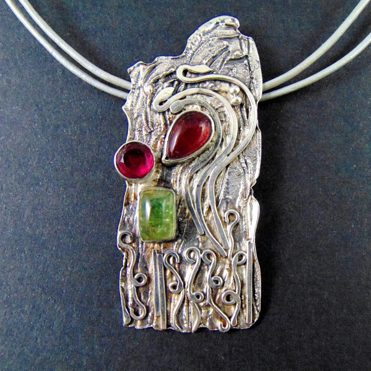 Tajemnice lasu - wisior z turmalinami - EPIR Art Jewellery&Gemstone