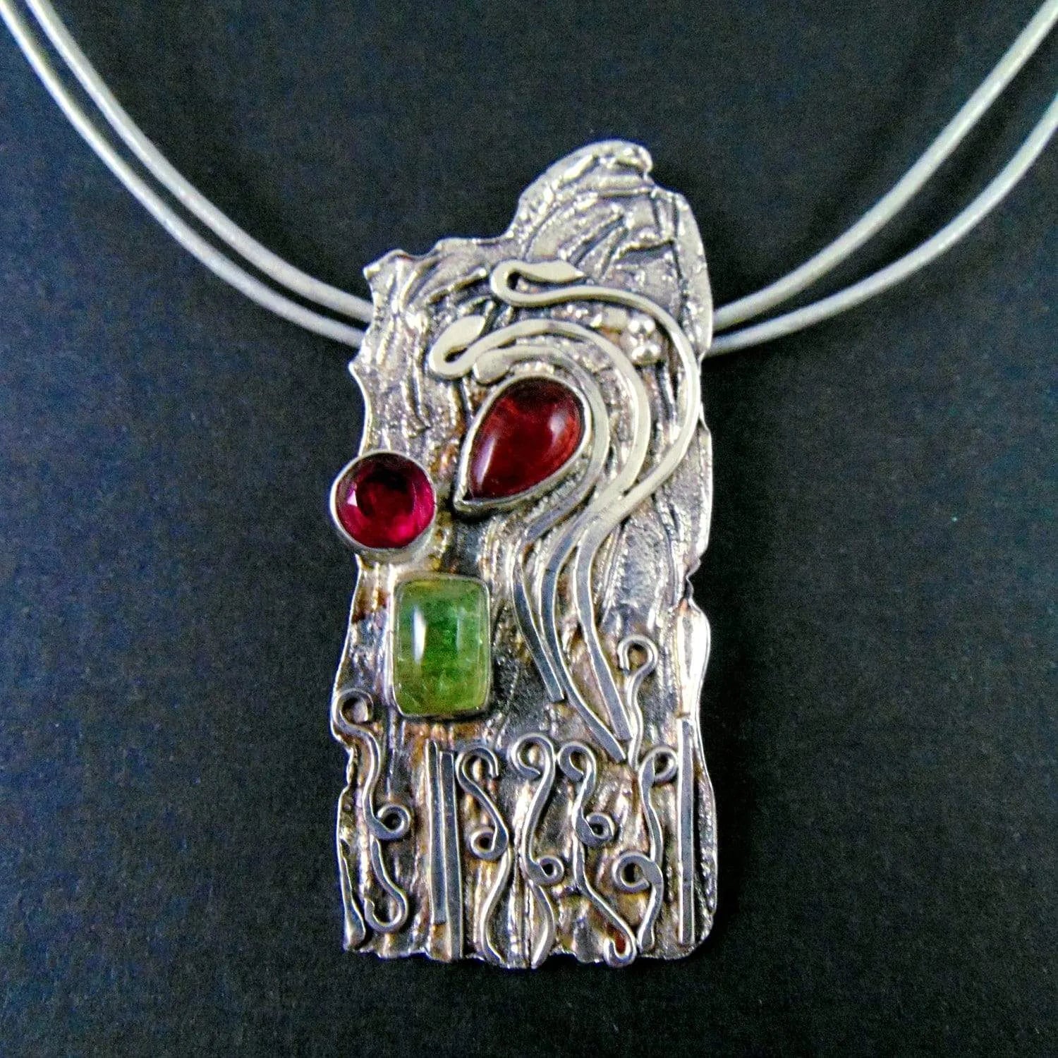 Tajemnice lasu - wisior z turmalinami - EPIR Art Jewellery&Gemstone