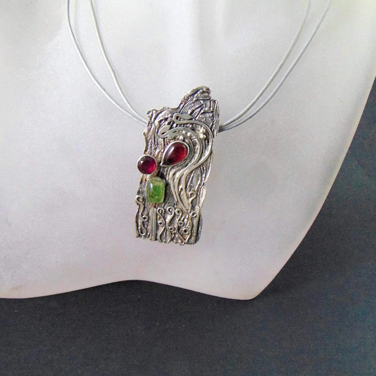 Tajemnice lasu - wisior z turmalinami - EPIR Art Jewellery&Gemstone