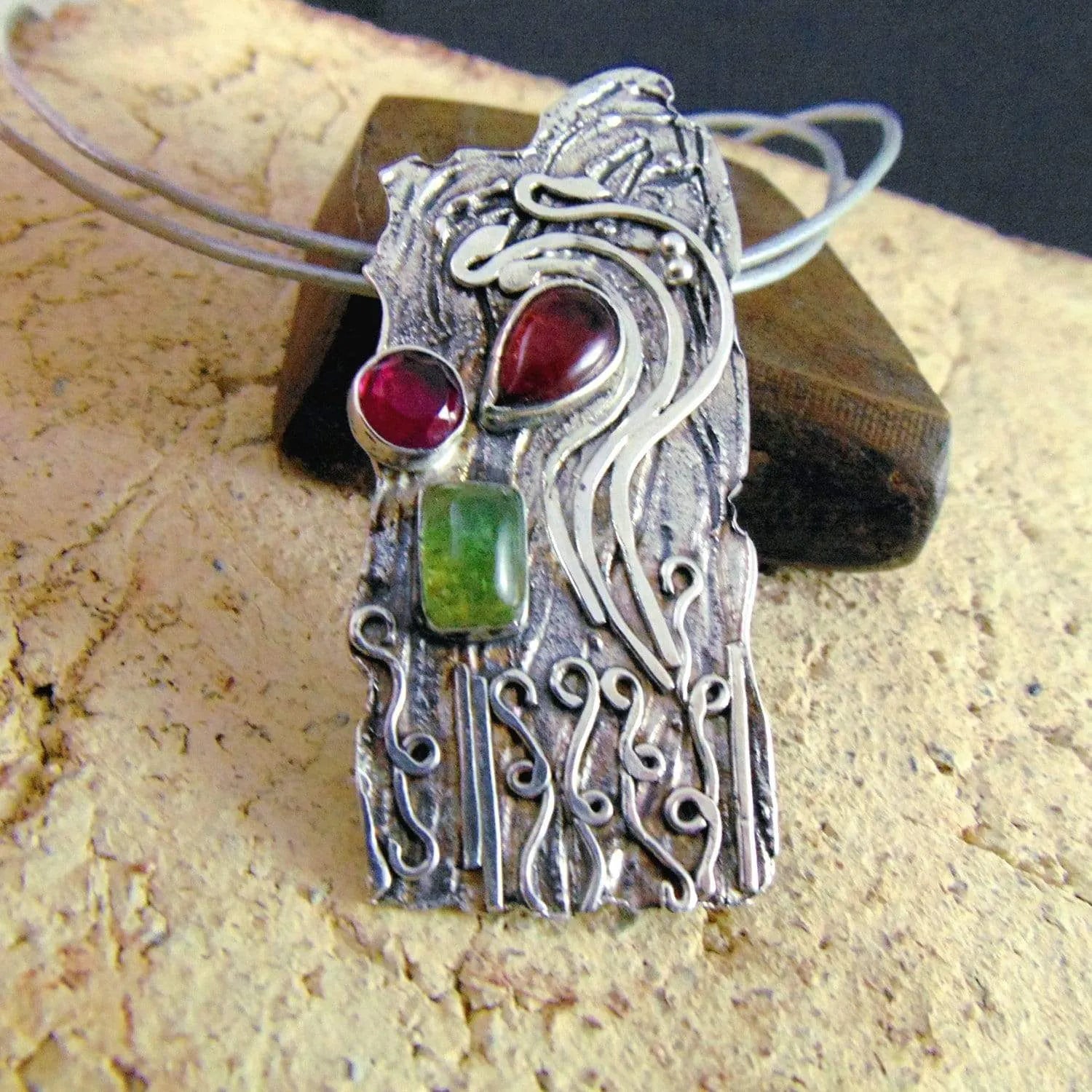 Tajemnice lasu - wisior z turmalinami - EPIR Art Jewellery&Gemstone