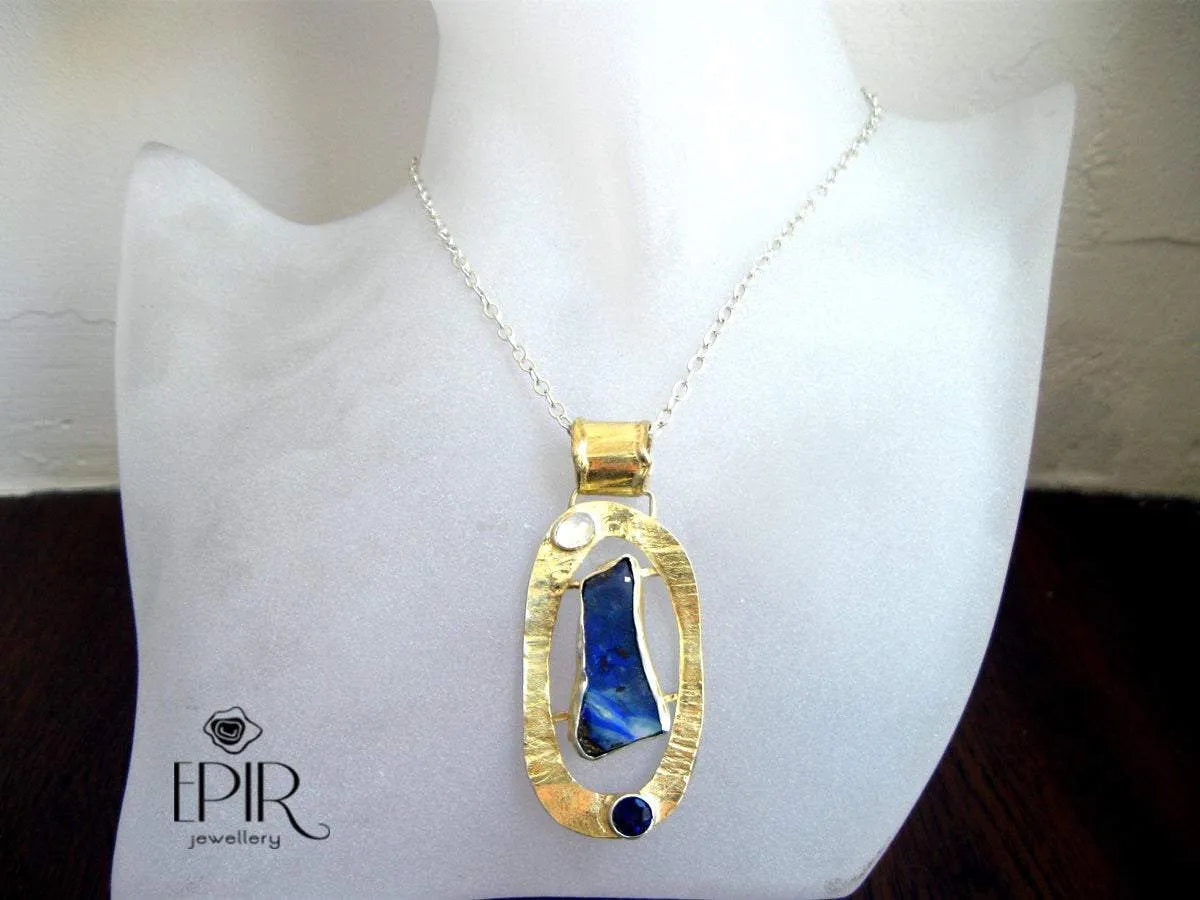 Wisior Pozłacany z Boulder Opalem, Opale Australijskie - EPIR Art Jewellery&Gemstone
