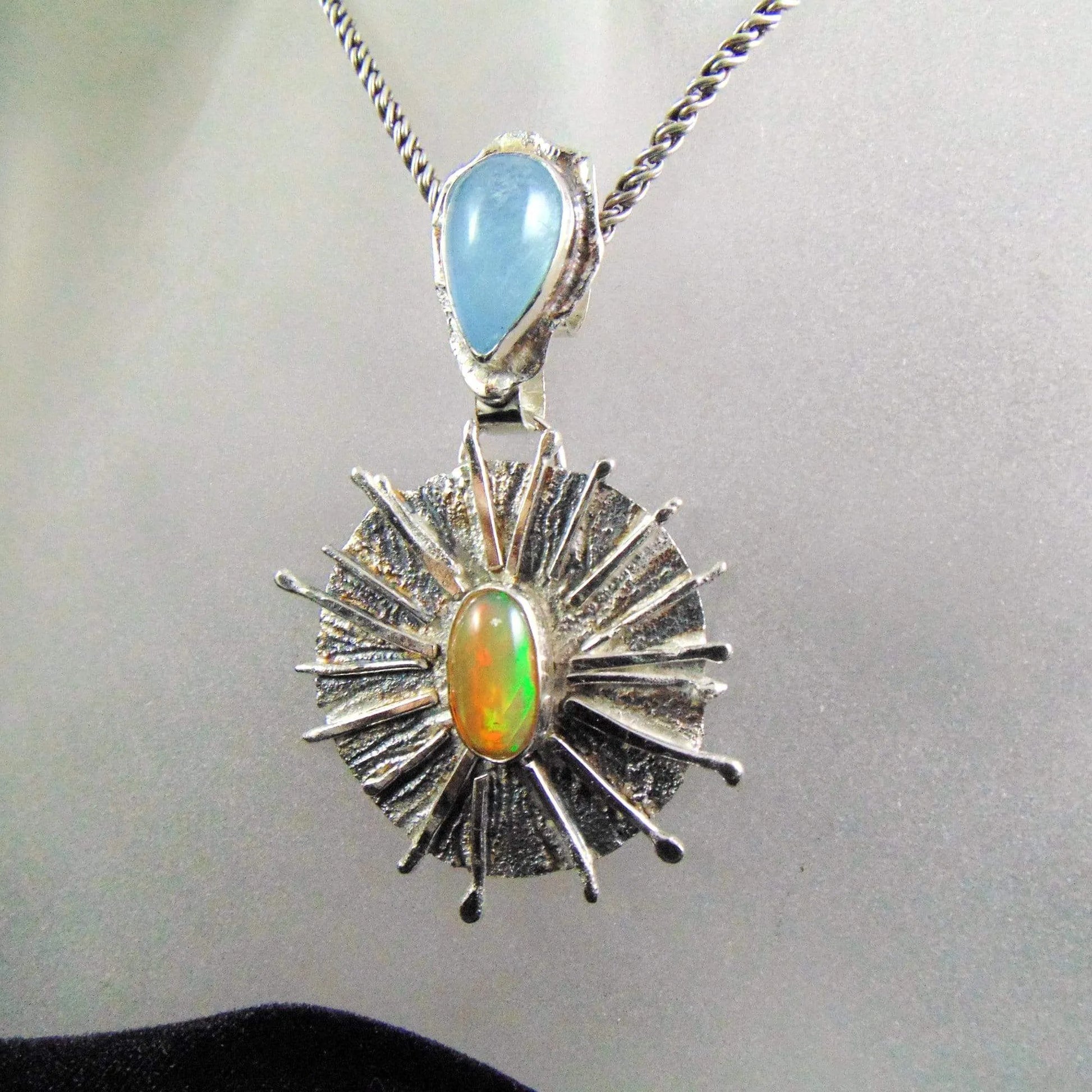 Wisior solarny z opalem i akwamarynem - EPIR Art Jewellery&Gemstone