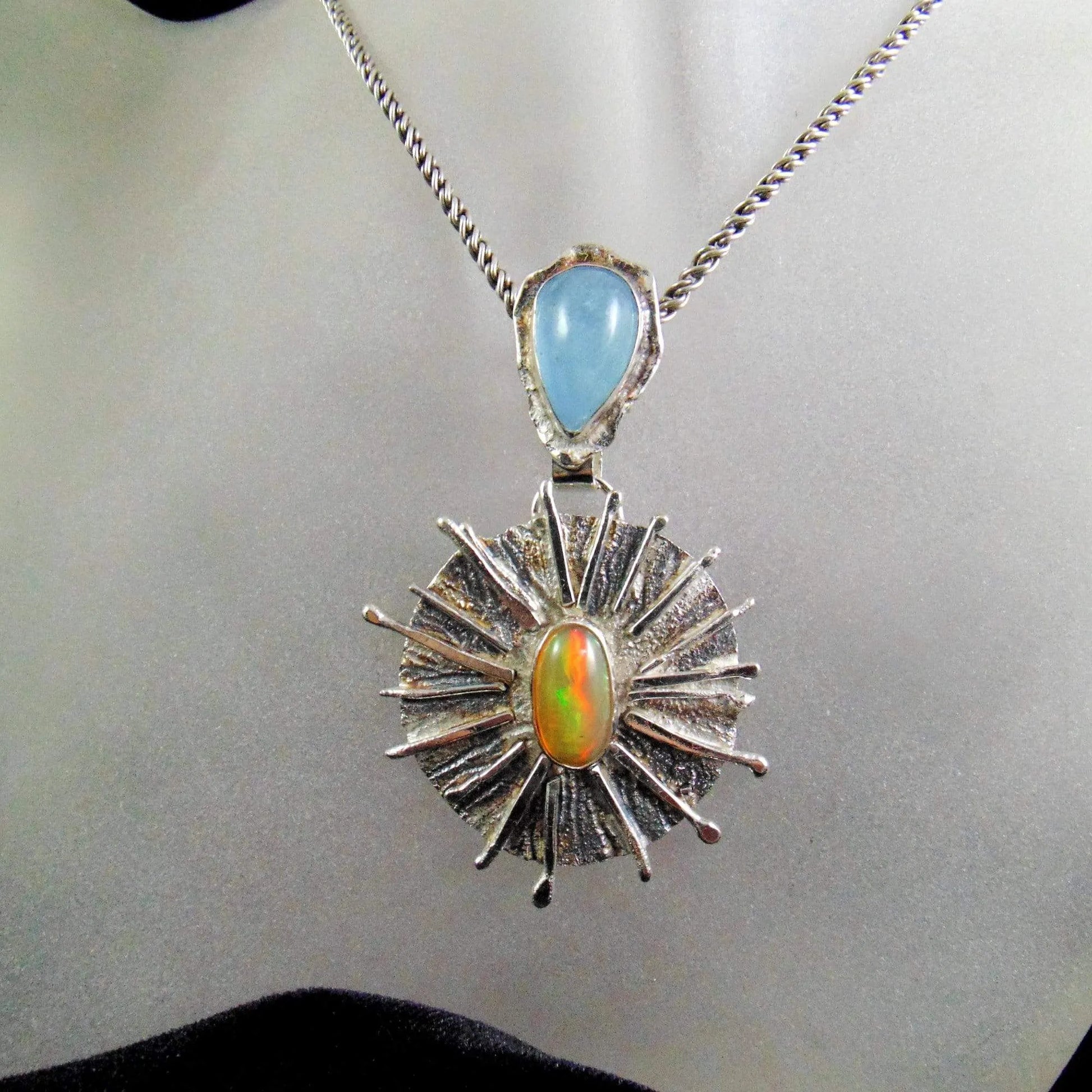 Wisior solarny z opalem i akwamarynem - EPIR Art Jewellery&Gemstone