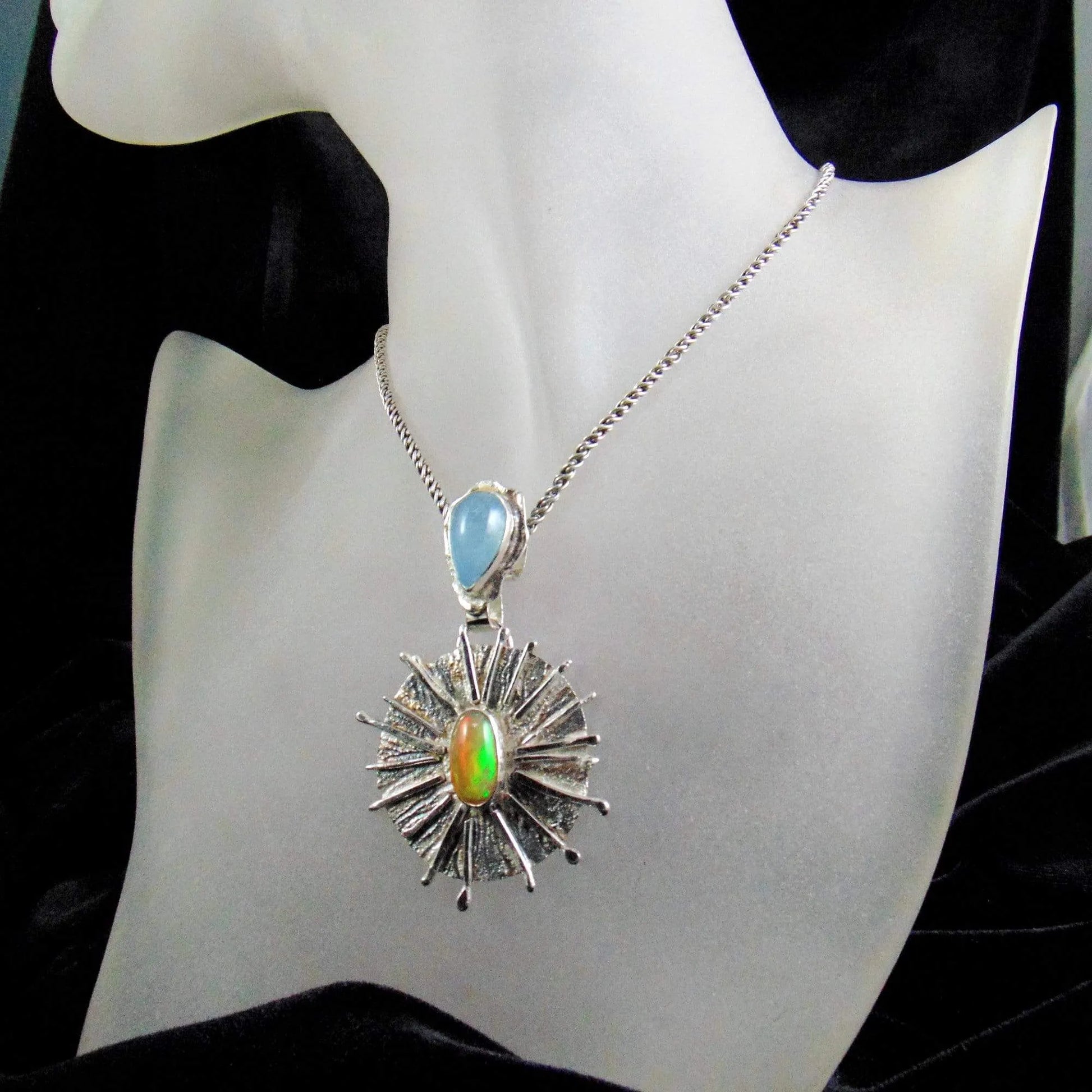 Wisior solarny z opalem i akwamarynem - EPIR Art Jewellery&Gemstone