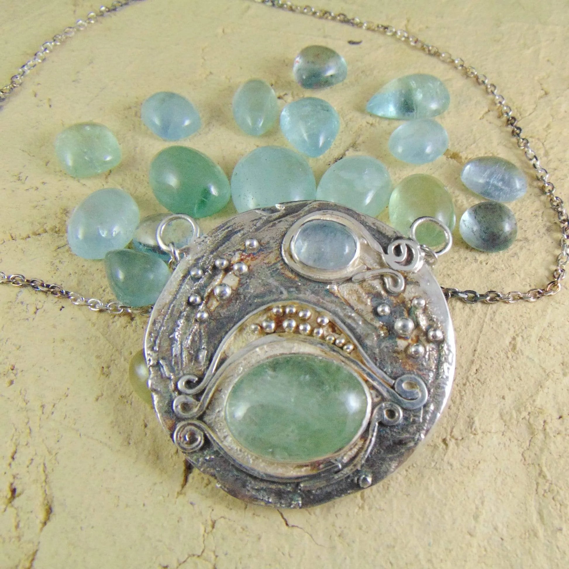 Wisior srebrny, Morskie Marzenie - Akwamaryny - EPIR Art Jewellery&Gemstone