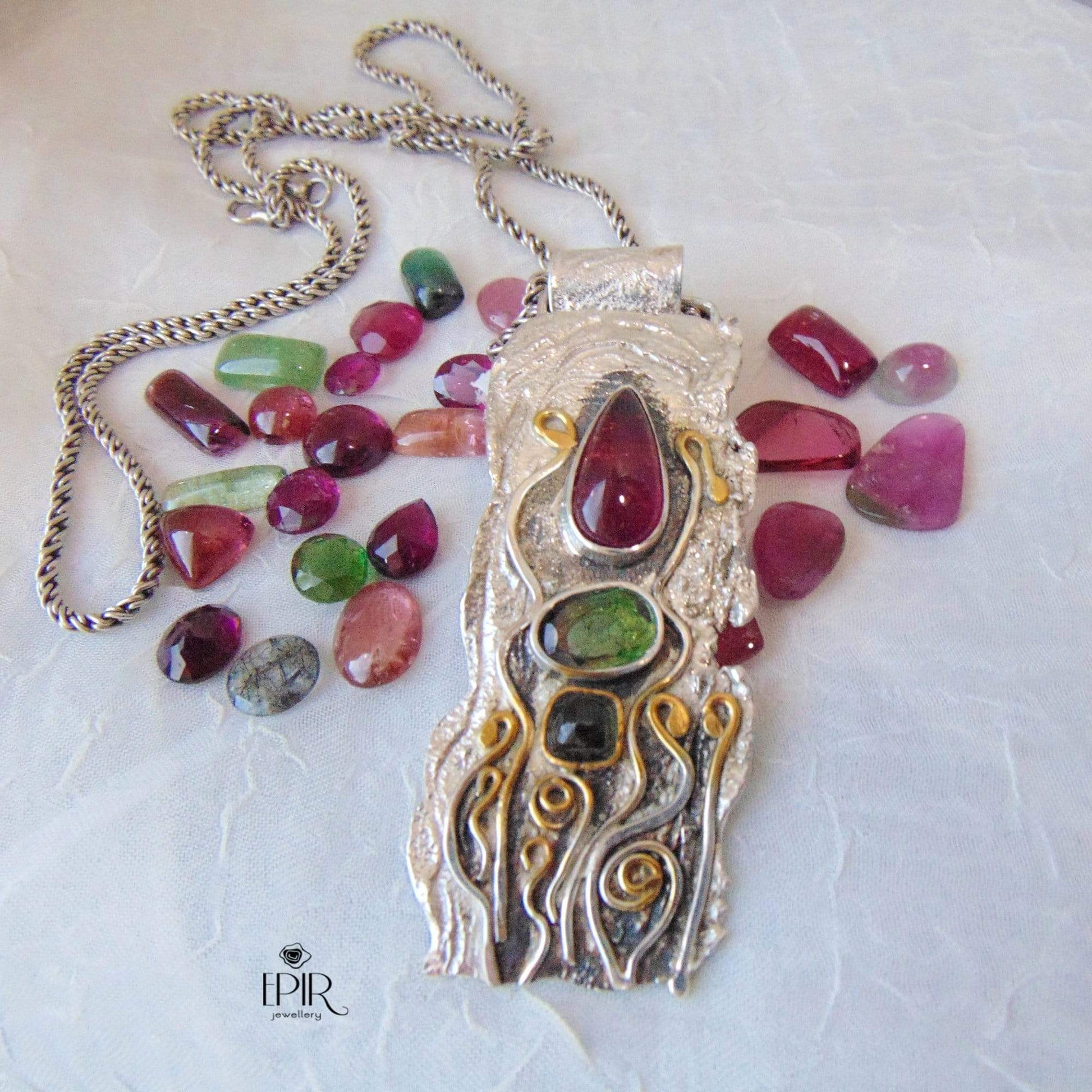 Wisior Srebrny z Turmalinami "Leśne owoce" - EPIR Art Jewellery&Gemstone