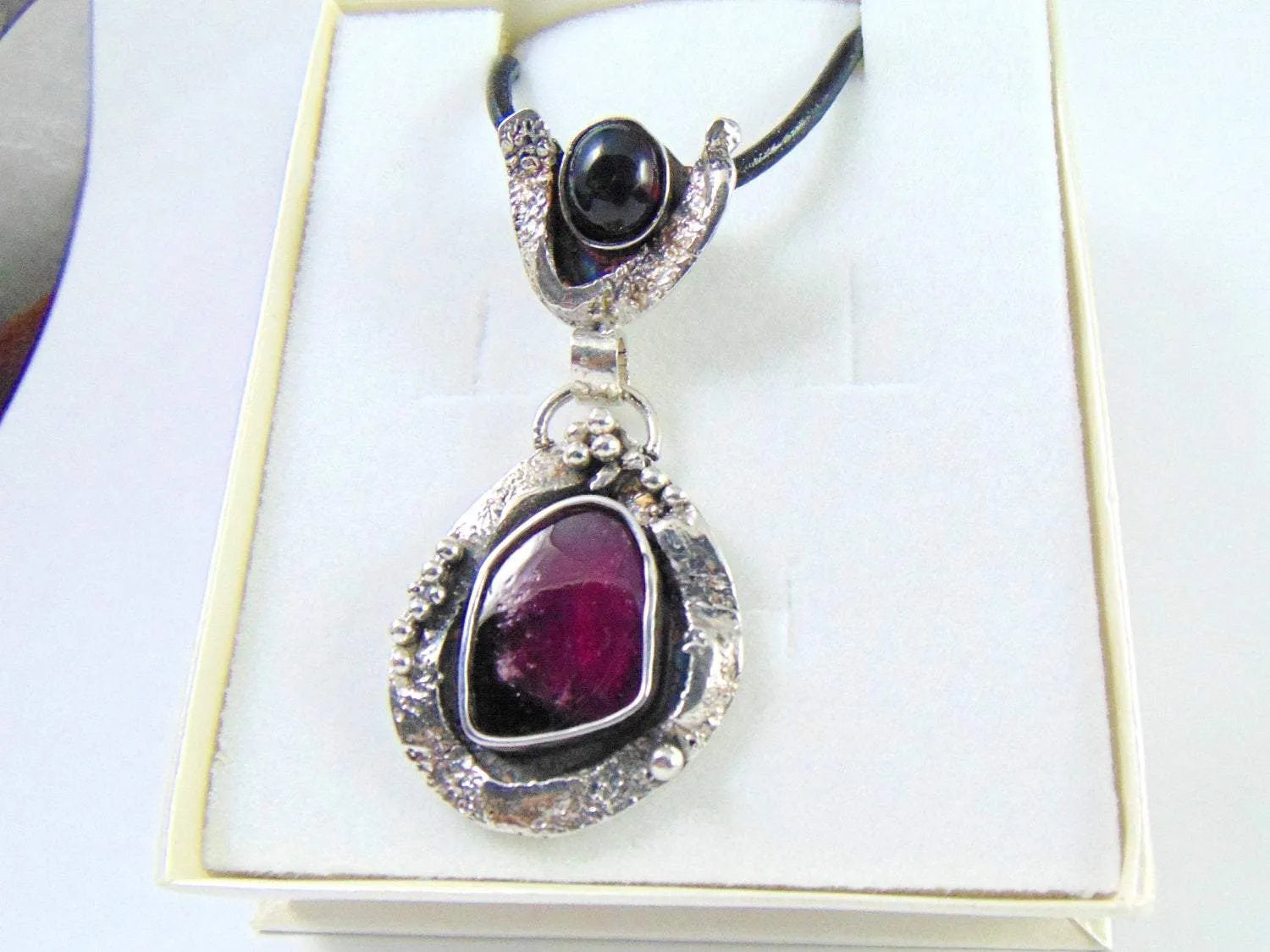 Wisior Srebrny z Turmalinem Arbuzowym i Czarnym Opalem Etiopskim - EPIR Art Jewellery&Gemstone