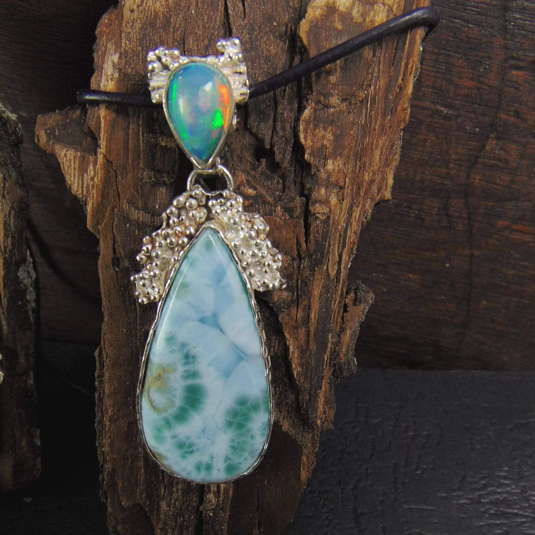 Wisior z larimarem i opalem etiopskim - EPIR Art Jewellery&Gemstone