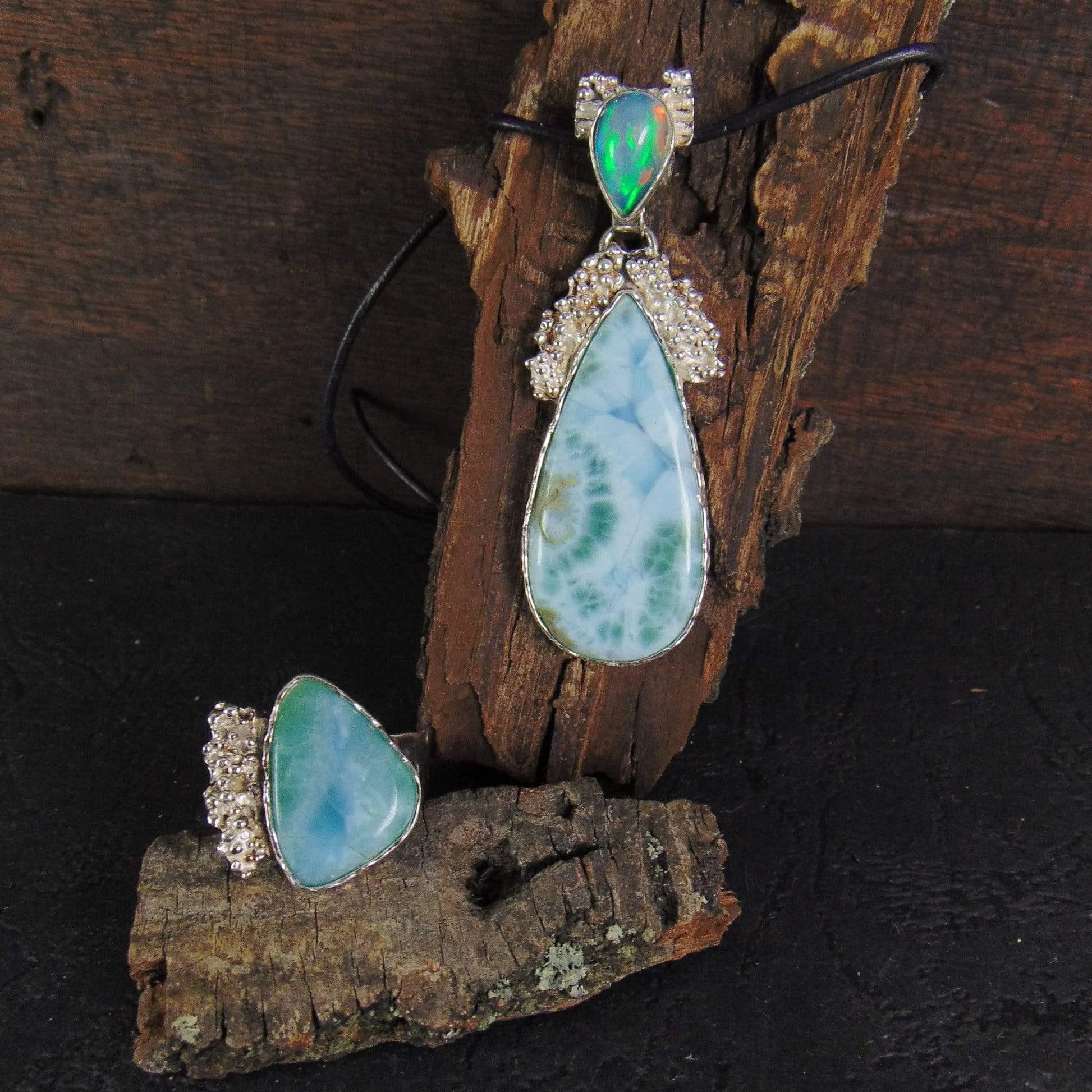 Wisior z larimarem i opalem etiopskim - EPIR Art Jewellery&Gemstone