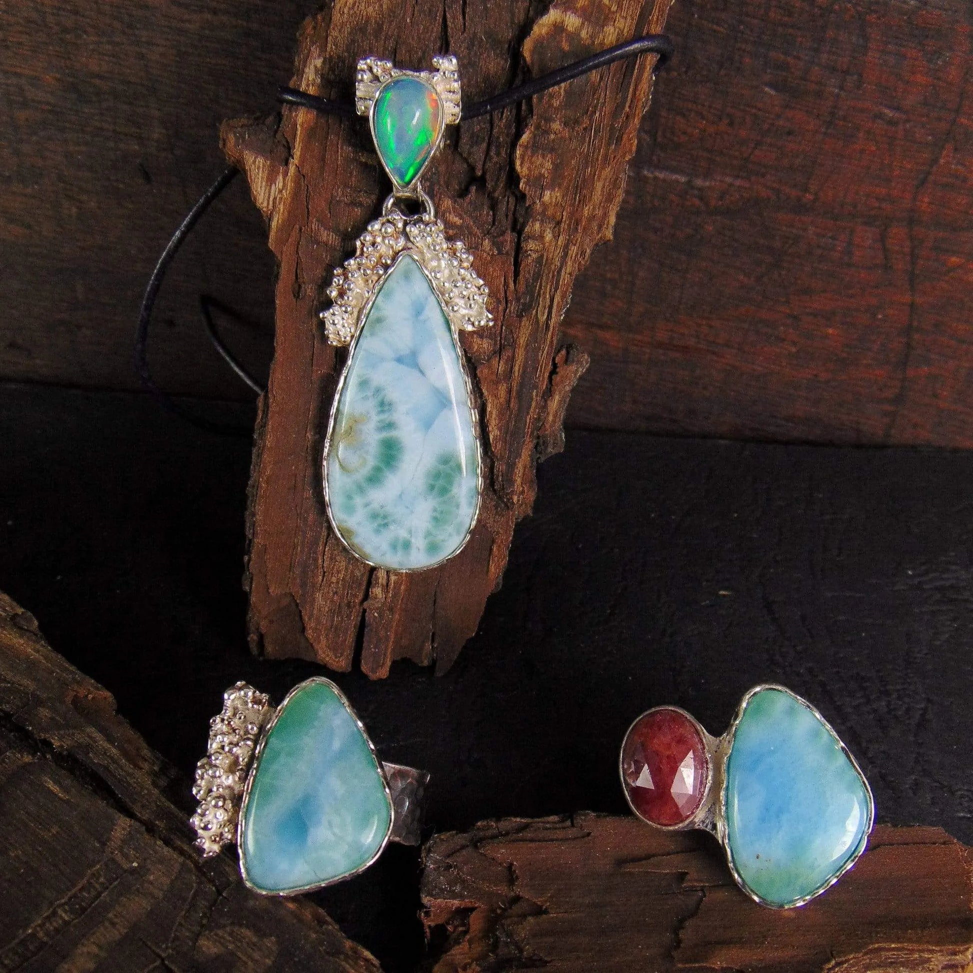 Wisior z larimarem i opalem etiopskim - EPIR Art Jewellery&Gemstone