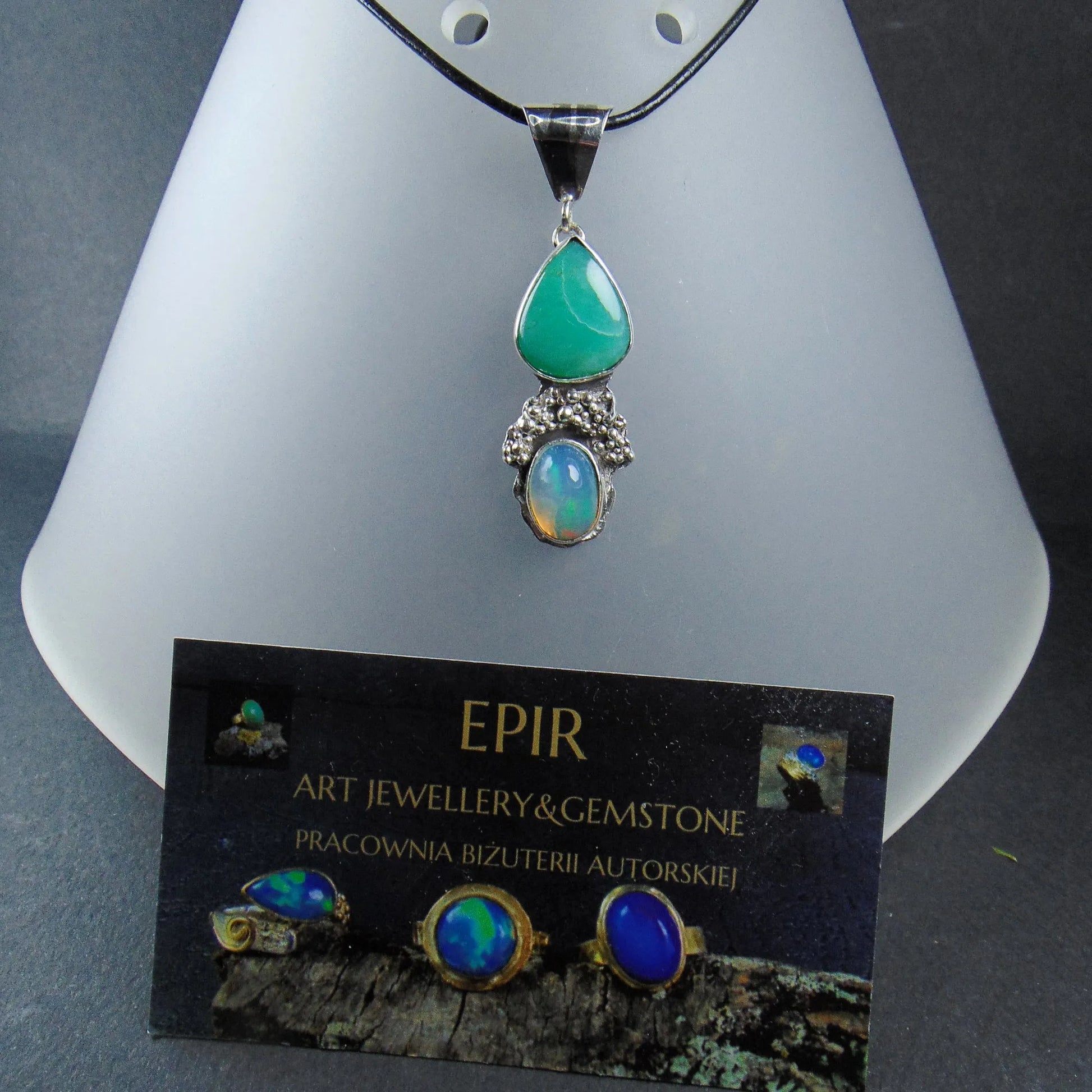 Wisior z opalem i chryzoprazem - EPIR Art Jewellery&Gemstone