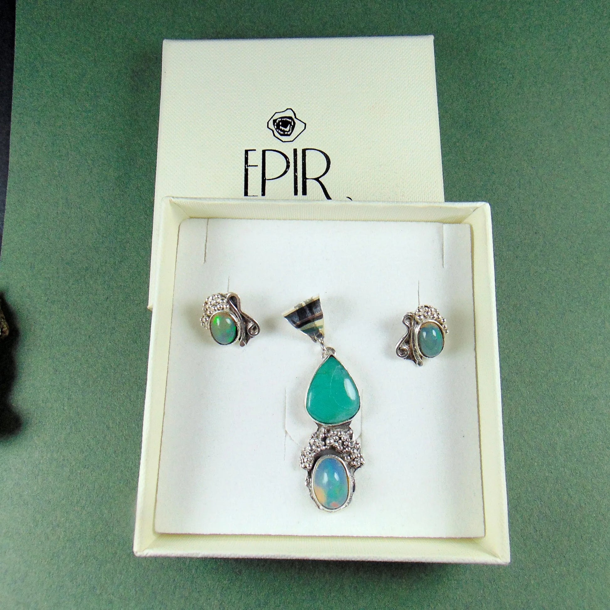 Wisior z opalem i chryzoprazem - EPIR Art Jewellery&Gemstone