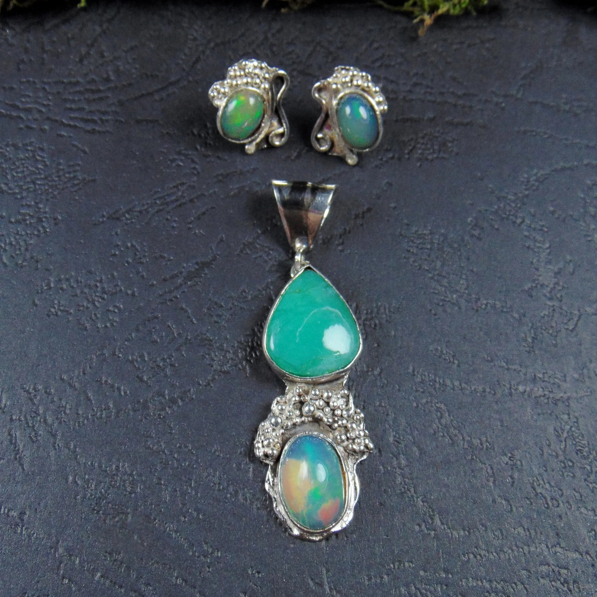 Wisior z opalem i chryzoprazem - EPIR Art Jewellery&Gemstone