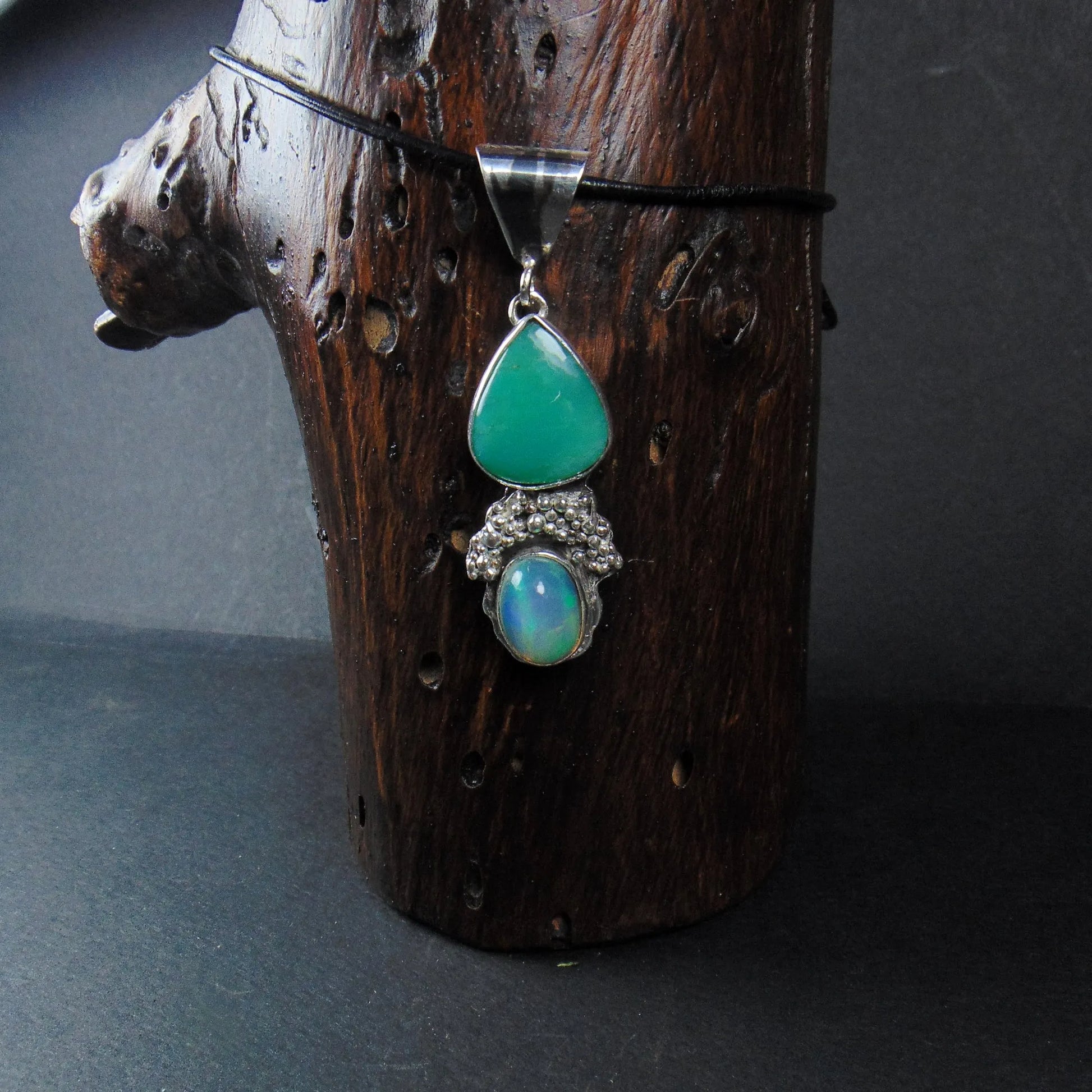 Wisior z opalem i chryzoprazem - EPIR Art Jewellery&Gemstone