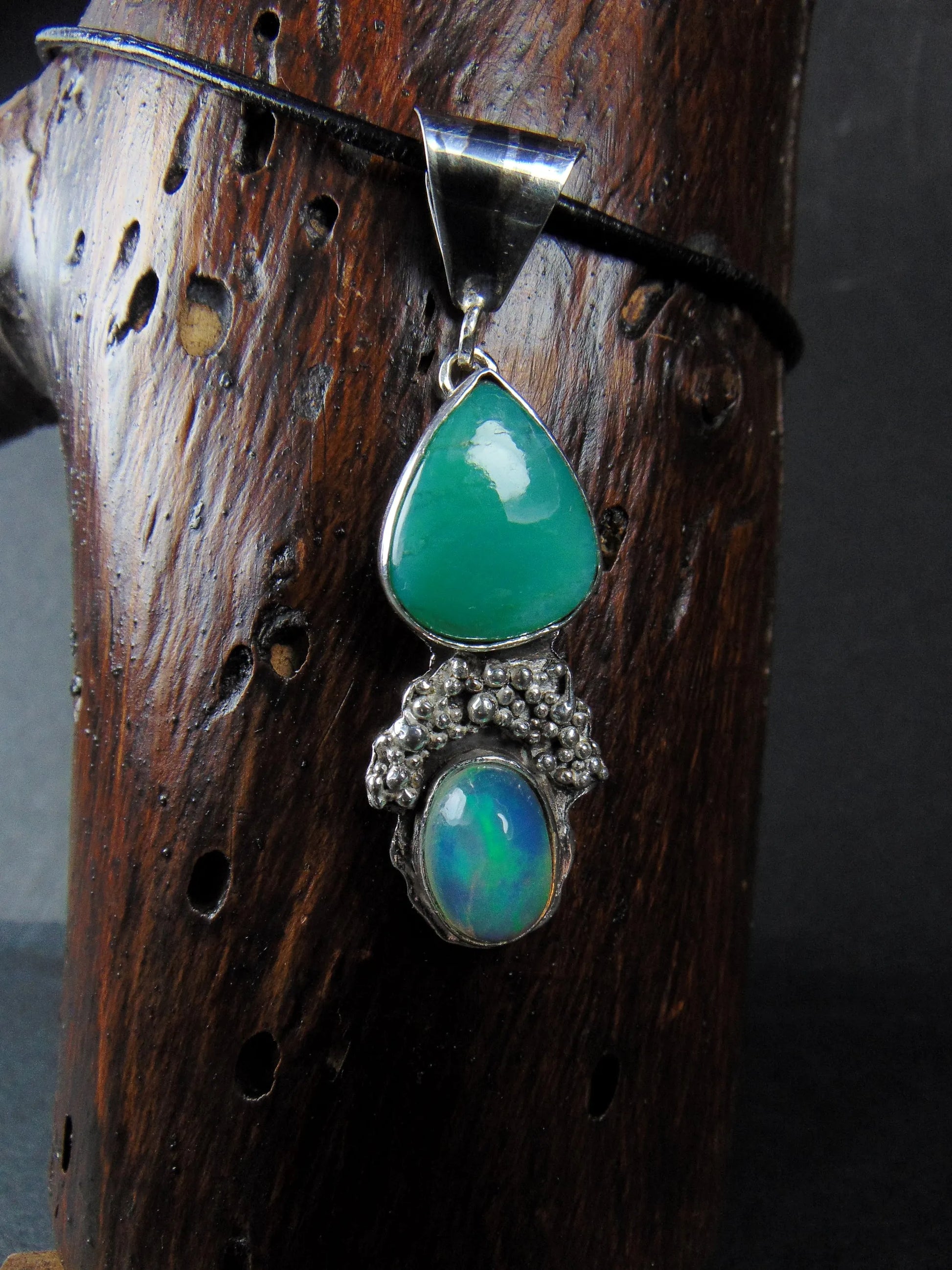 Wisior z opalem i chryzoprazem - EPIR Art Jewellery&Gemstone