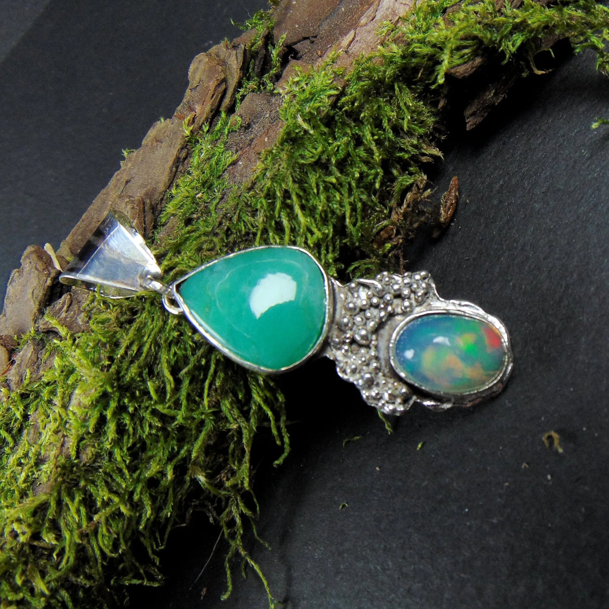 Wisior z opalem i chryzoprazem - EPIR Art Jewellery&Gemstone