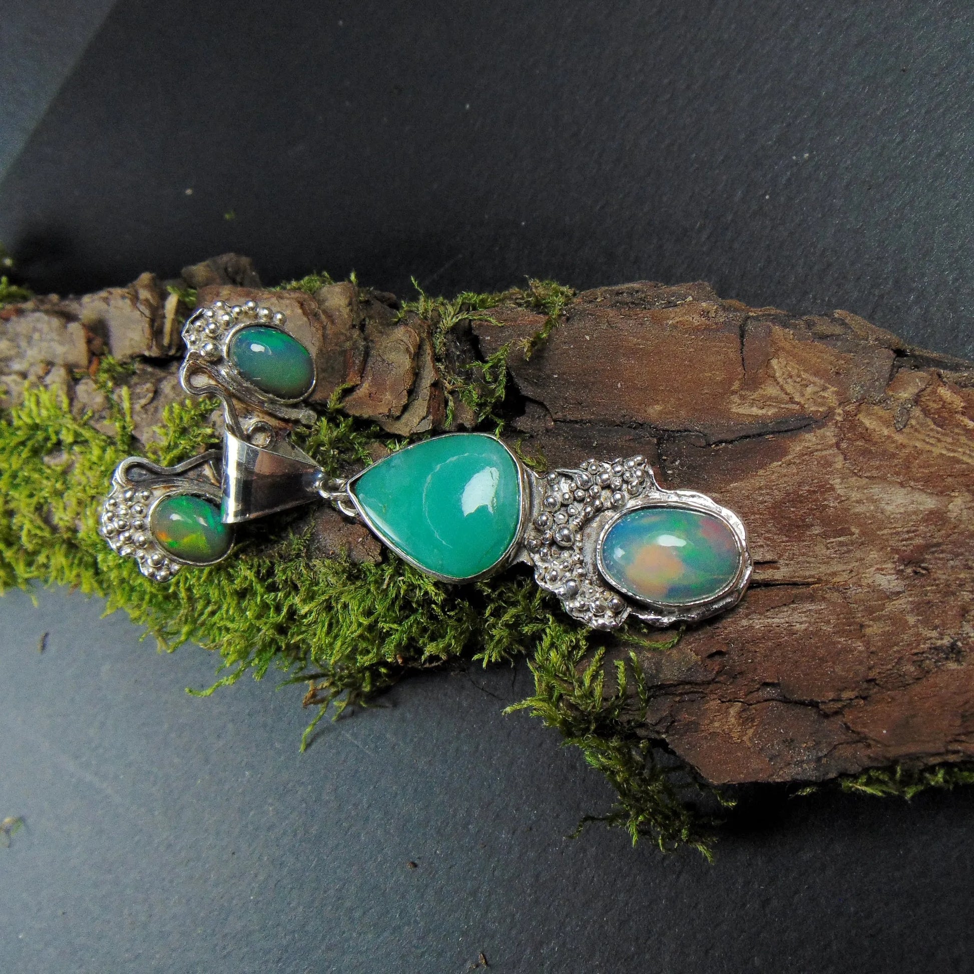 Wisior z opalem i chryzoprazem - EPIR Art Jewellery&Gemstone