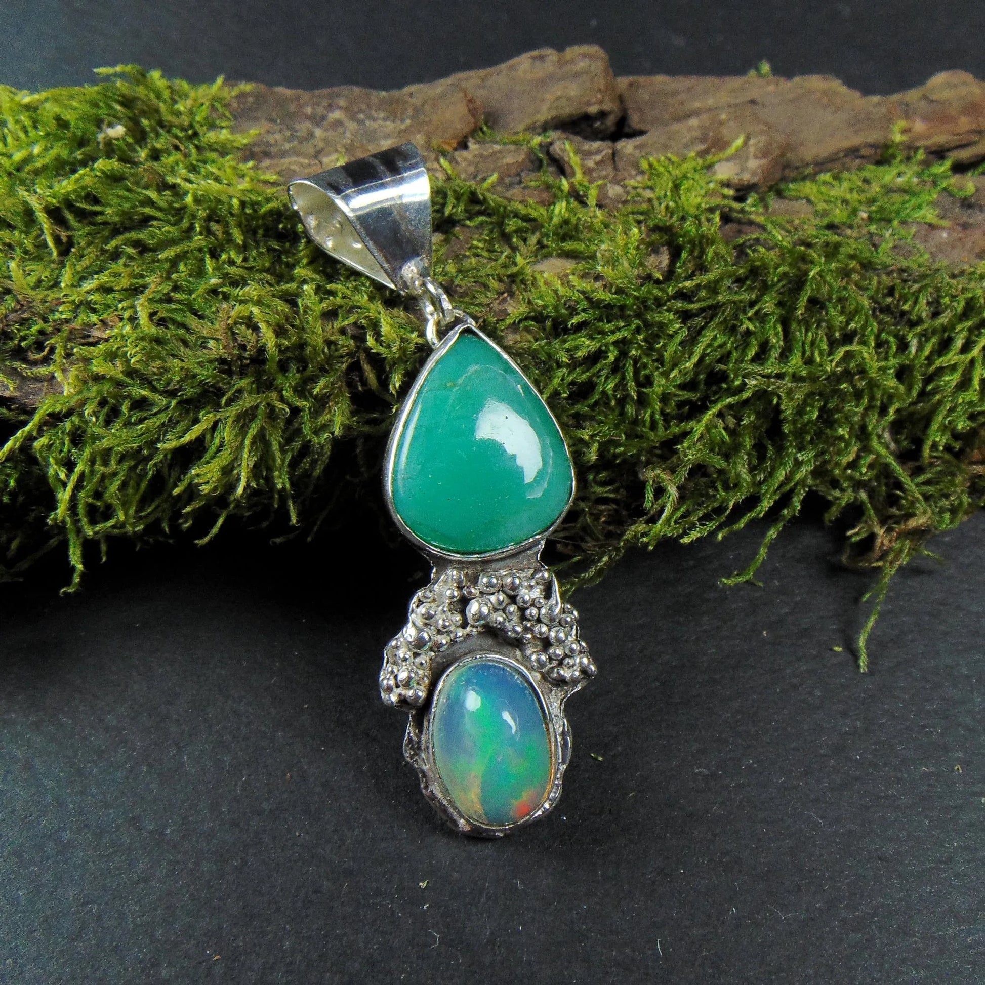 Wisior z opalem i chryzoprazem - EPIR Art Jewellery&Gemstone