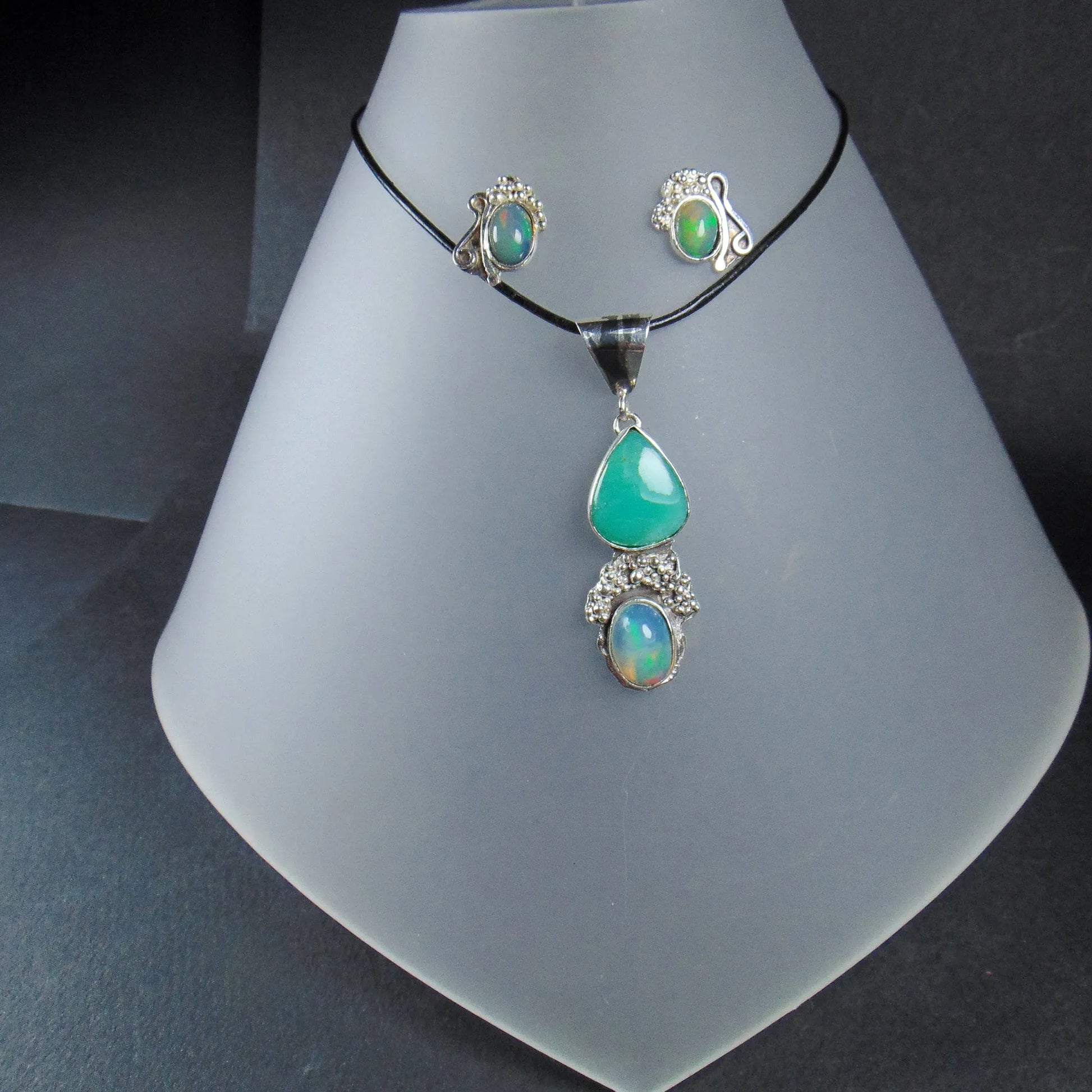 Wisior z opalem i chryzoprazem - EPIR Art Jewellery&Gemstone