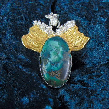 Wisior z turkusem tybetańskim, "Złoty powiew wiatru" - EPIR Art Jewellery&Gemstone