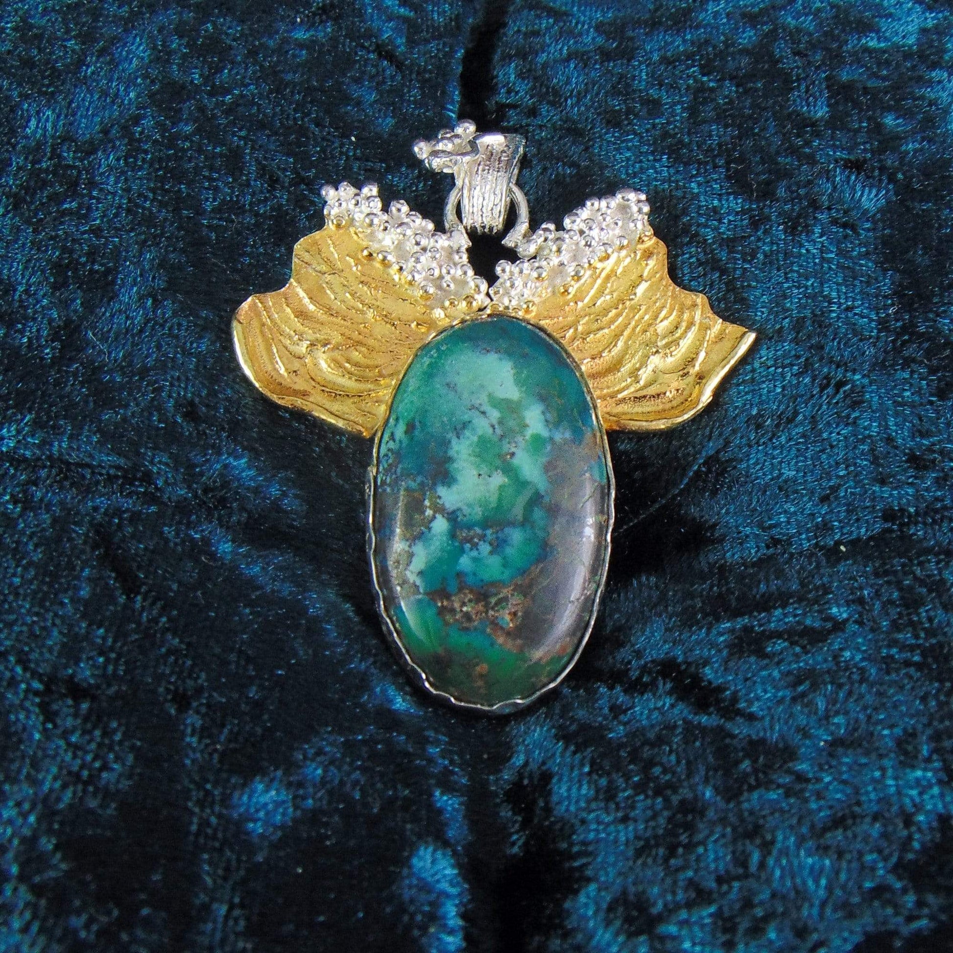 Wisior z turkusem tybetańskim, "Złoty powiew wiatru" - EPIR Art Jewellery&Gemstone