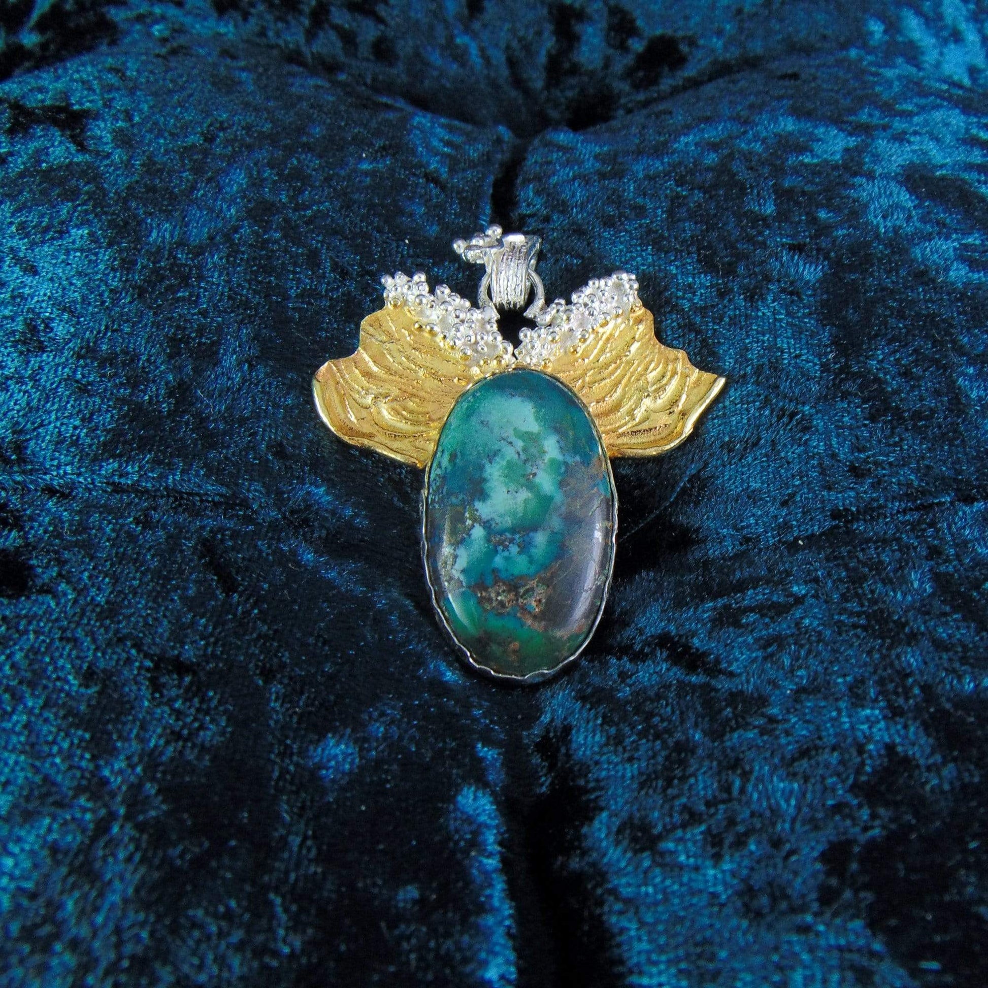 Wisior z turkusem tybetańskim, "Złoty powiew wiatru" - EPIR Art Jewellery&Gemstone