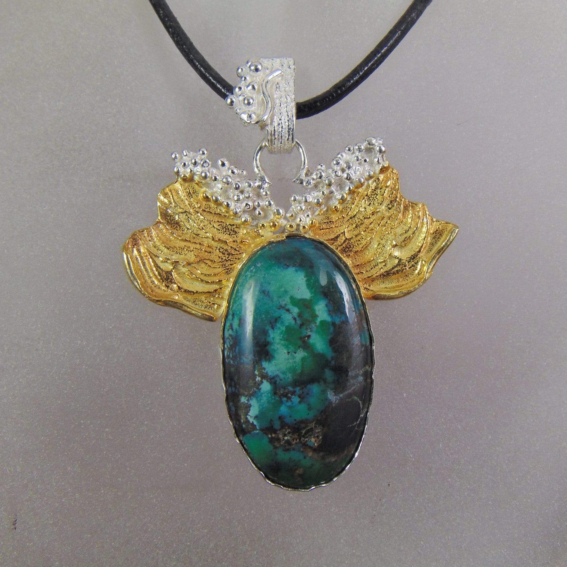 Wisior z turkusem tybetańskim, "Złoty powiew wiatru" - EPIR Art Jewellery&Gemstone