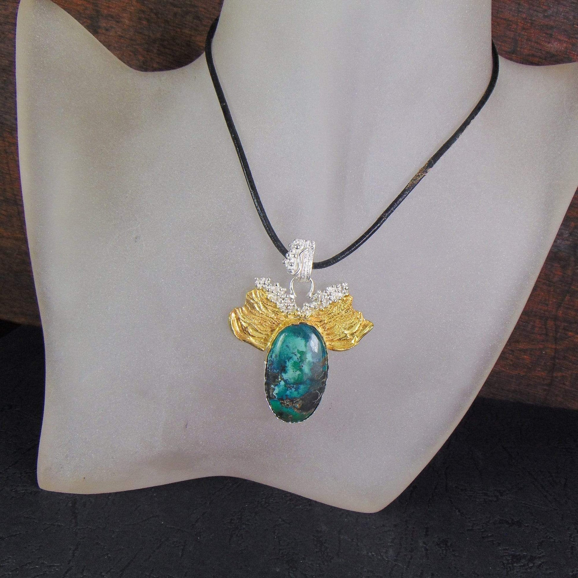 Wisior z turkusem tybetańskim, "Złoty powiew wiatru" - EPIR Art Jewellery&Gemstone