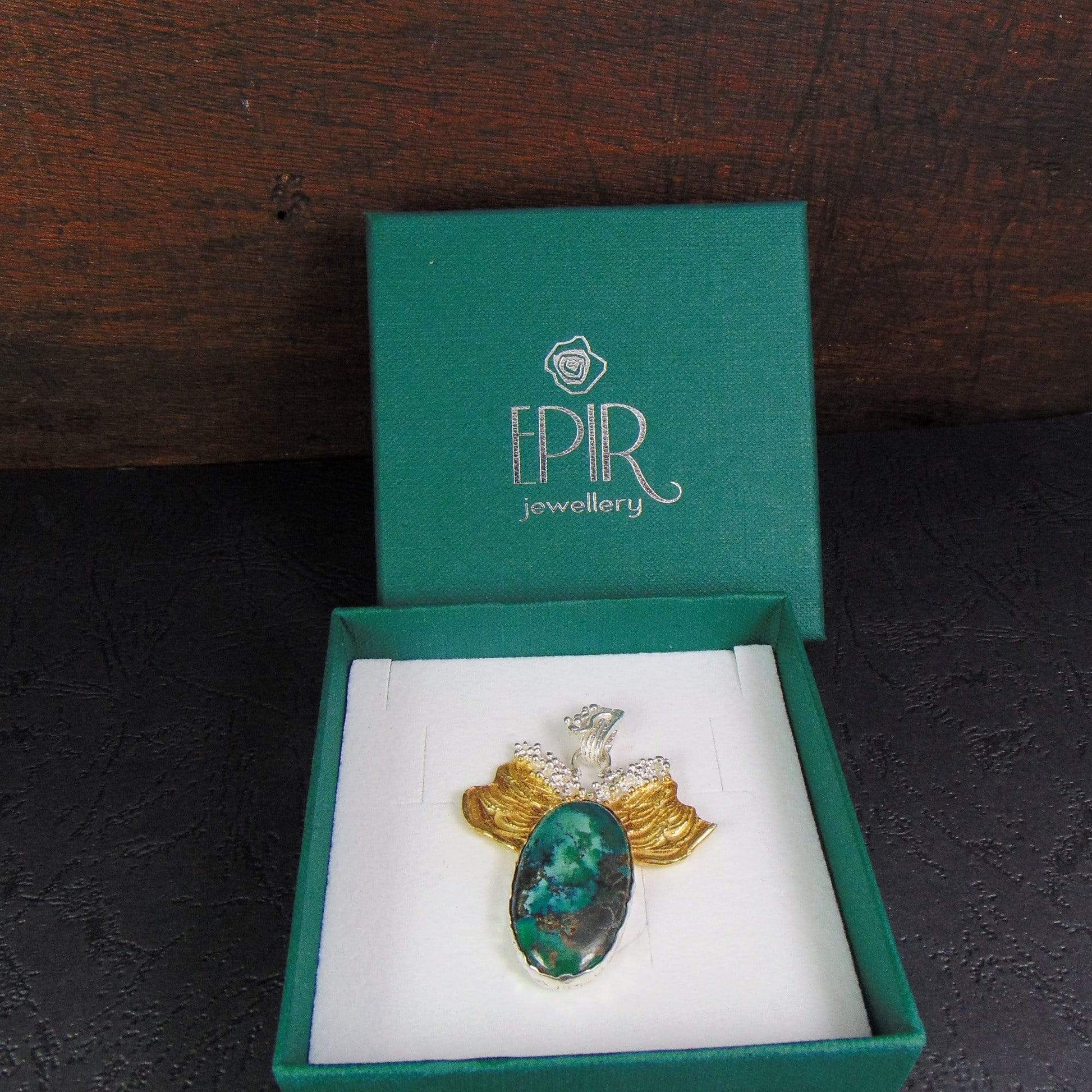Wisior z turkusem tybetańskim, "Złoty powiew wiatru" - EPIR Art Jewellery&Gemstone