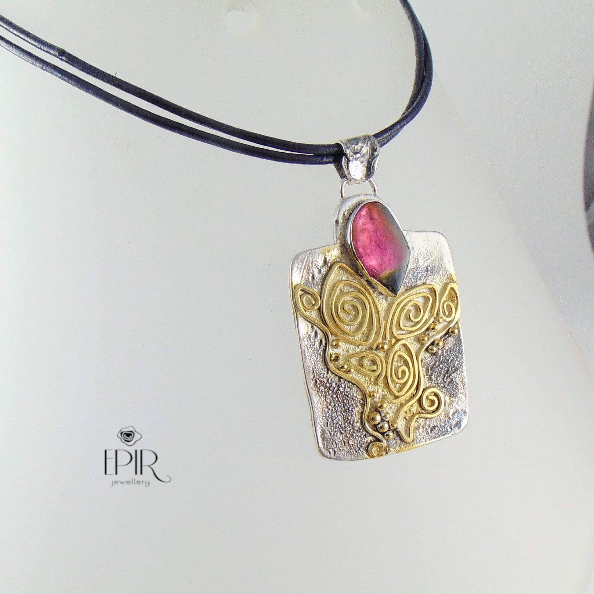 Wisior z Turmalinem - "Jesienna Róża" - EPIR Art Jewellery&Gemstone