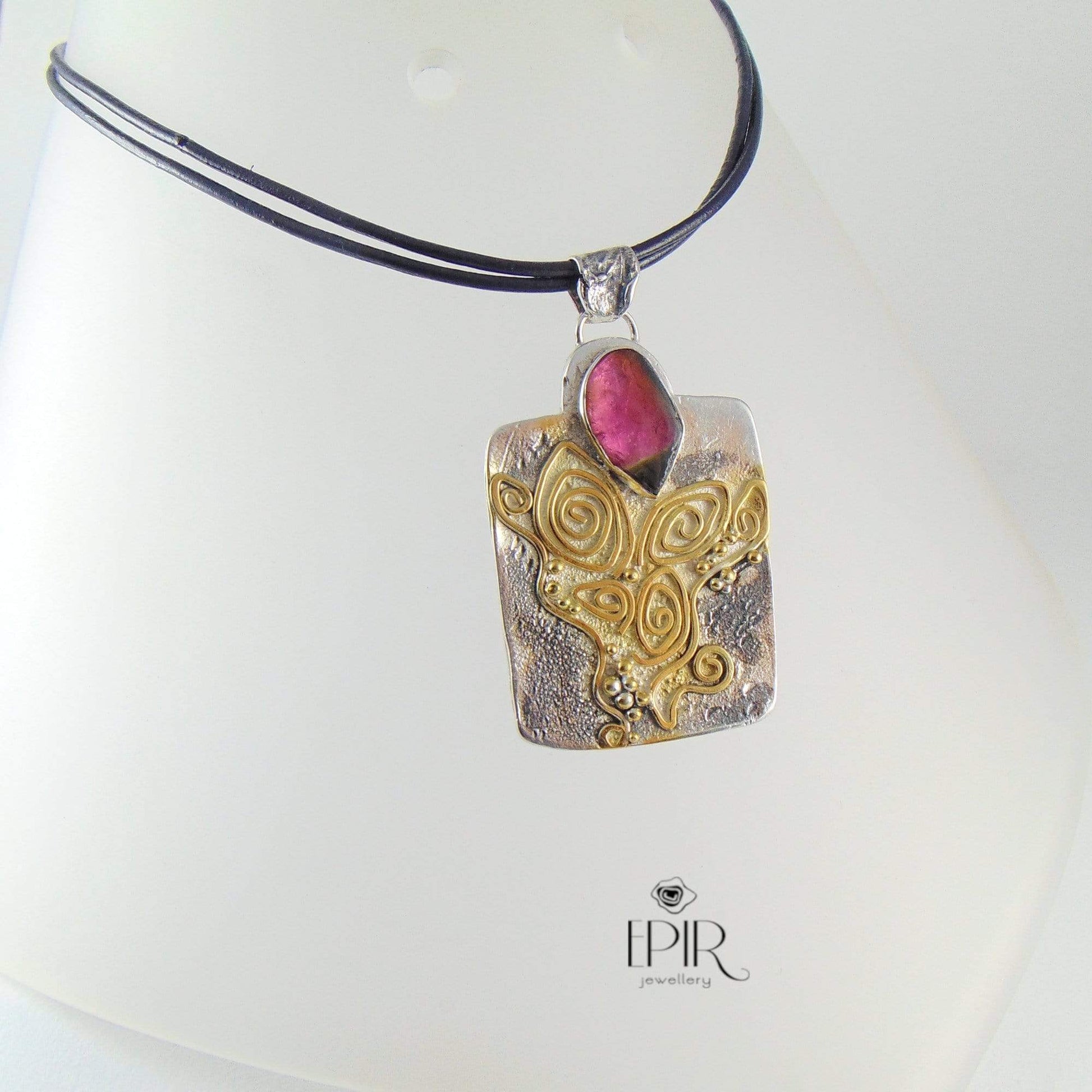 Wisior z Turmalinem - "Jesienna Róża" - EPIR Art Jewellery&Gemstone
