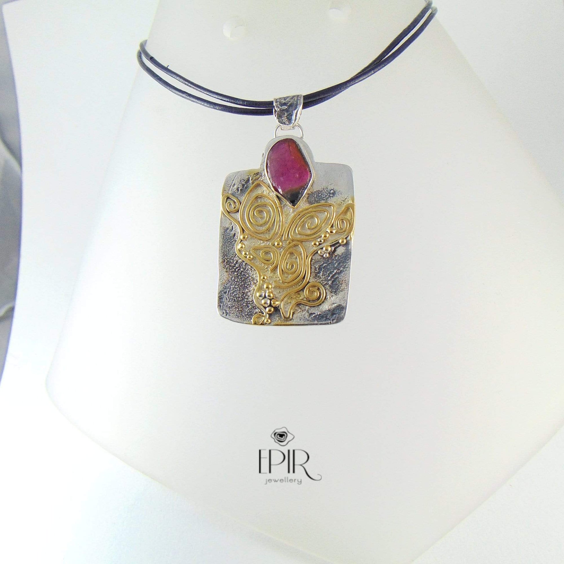 Wisior z Turmalinem - "Jesienna Róża" - EPIR Art Jewellery&Gemstone