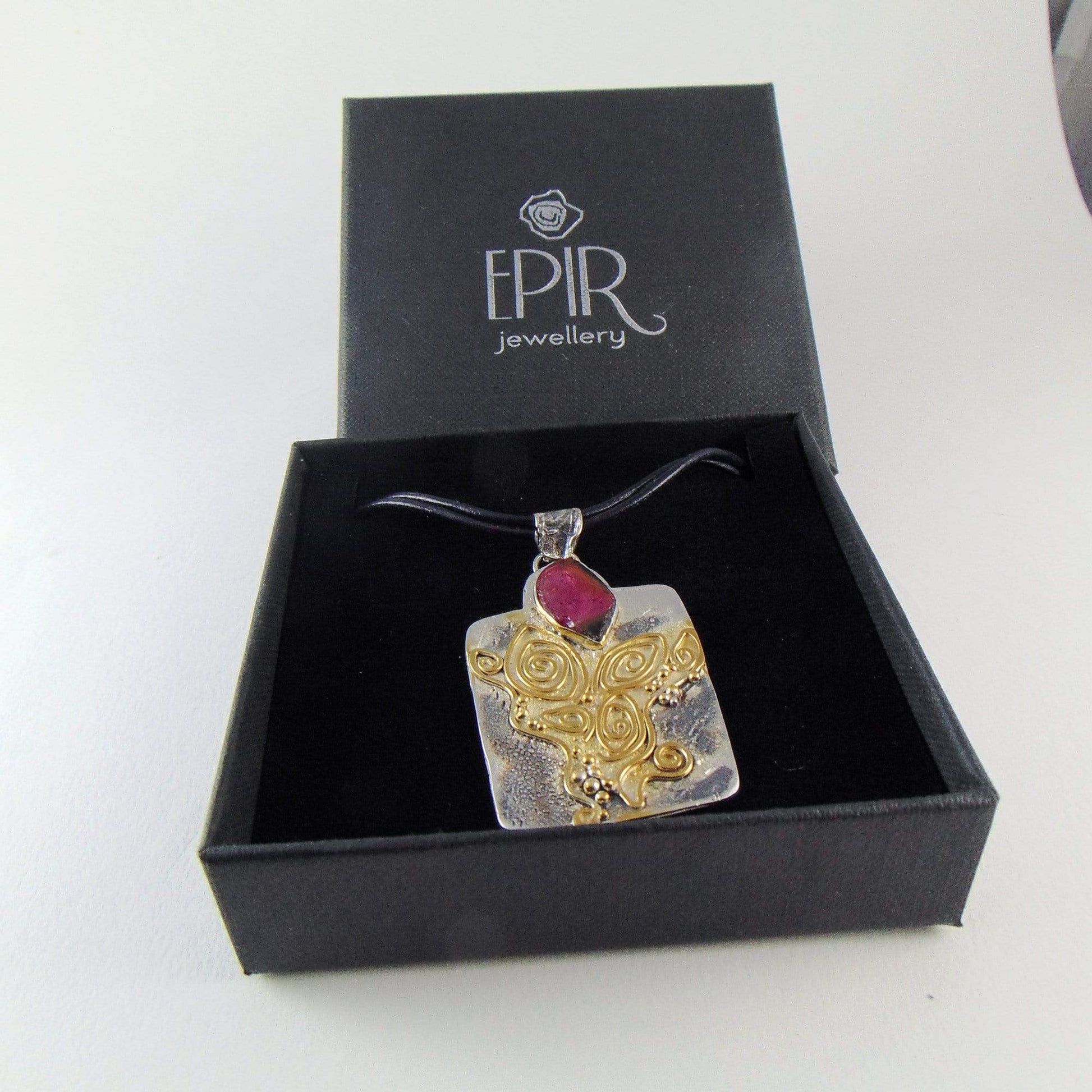 Wisior z Turmalinem - "Jesienna Róża" - EPIR Art Jewellery&Gemstone