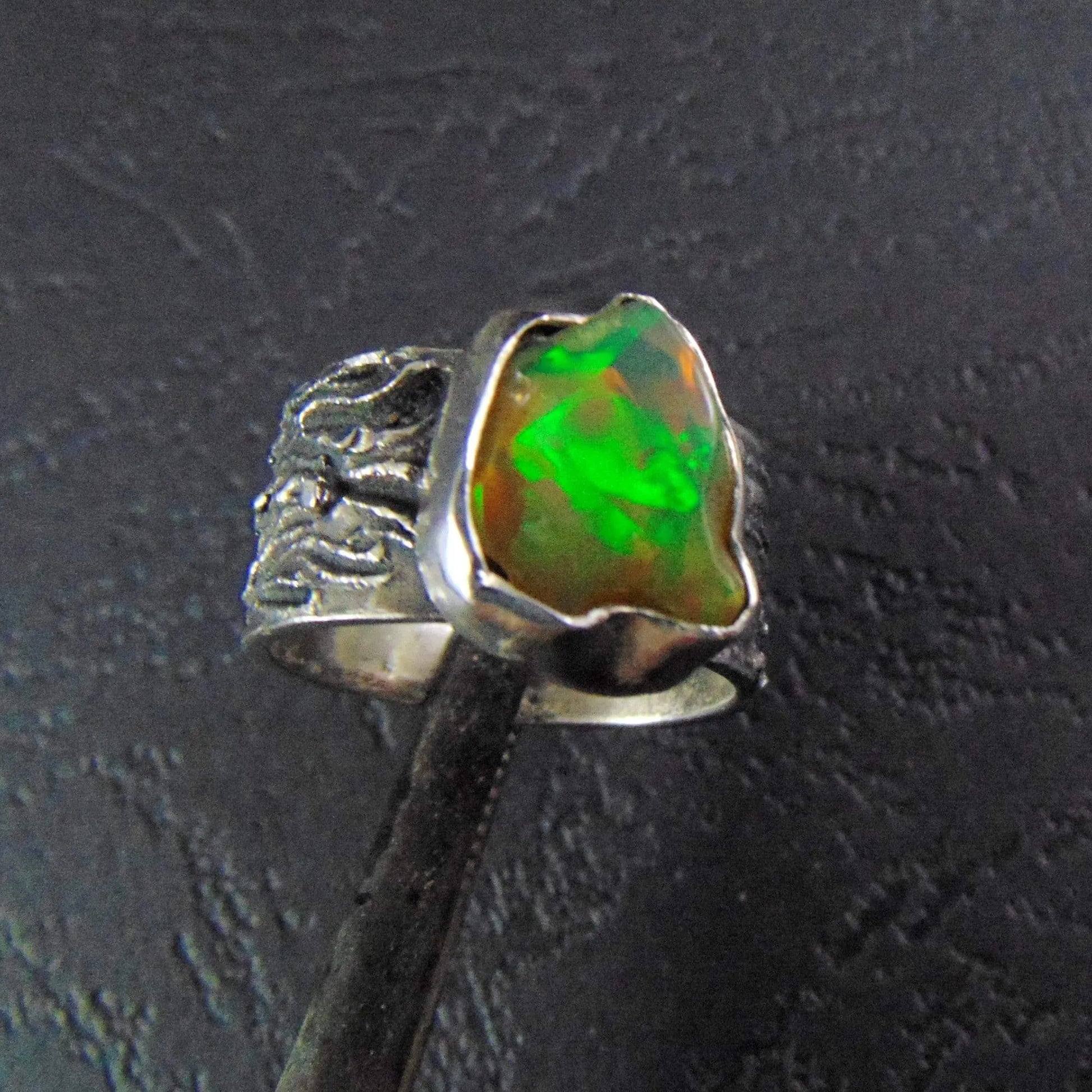 Zielony opal - obrączka - EPIR Art Jewellery&Gemstone