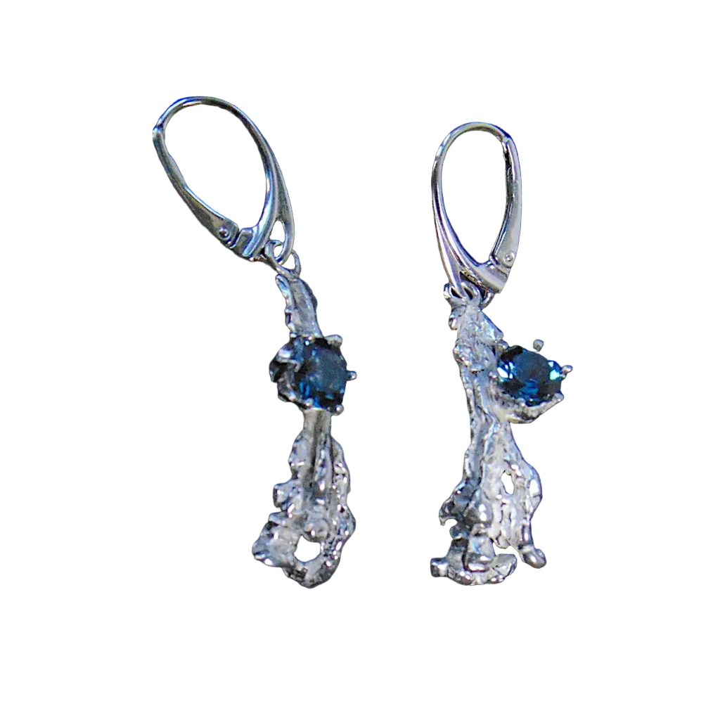 Kolczyki gałązki z topazami london blue