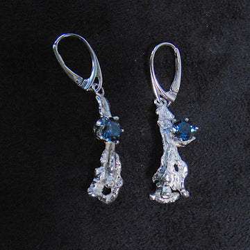 Kolczyki gałązki z topazami london blue