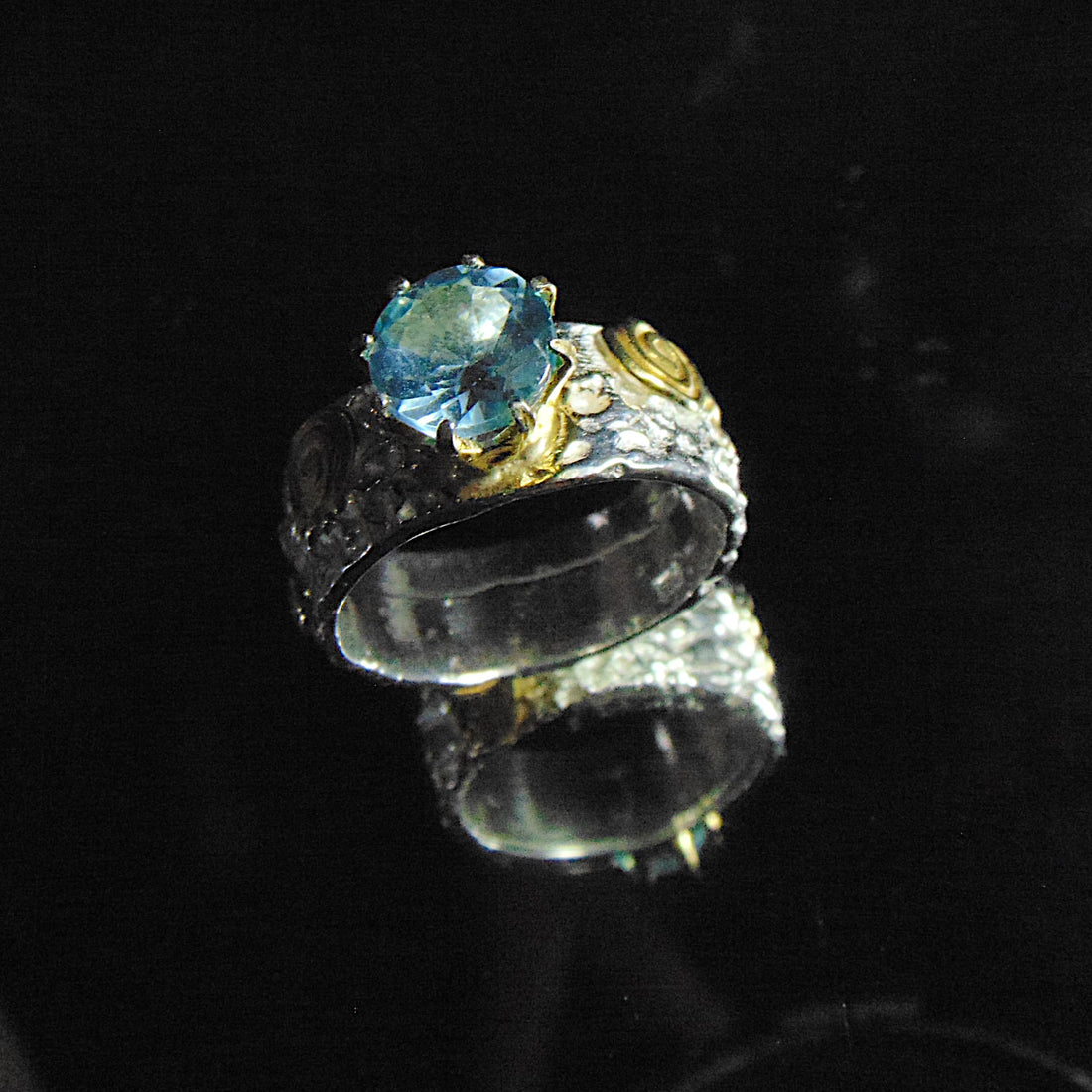 Pierścionek srebrny z topazem sky blue