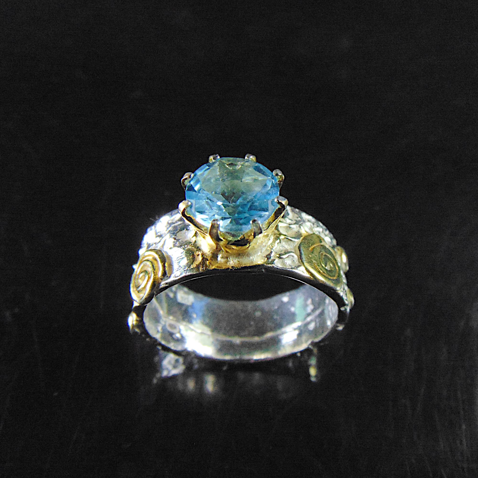 Pierścionek srebrny z topazem sky blue