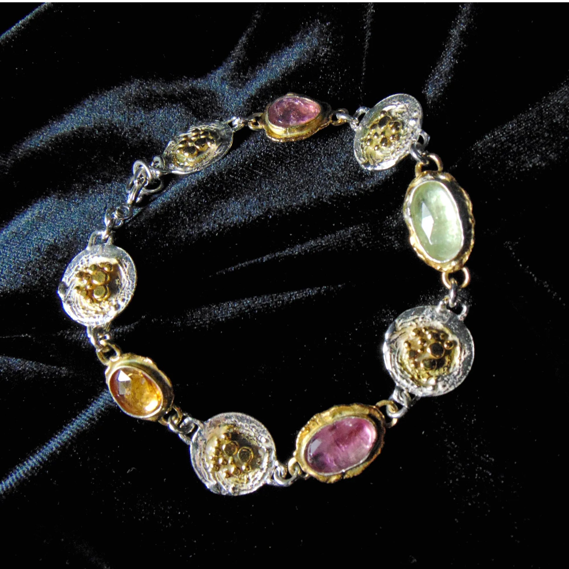 Bransoletka srebrna pozłacana z turmalinami - EPIR Art Jewellery&Gemstone