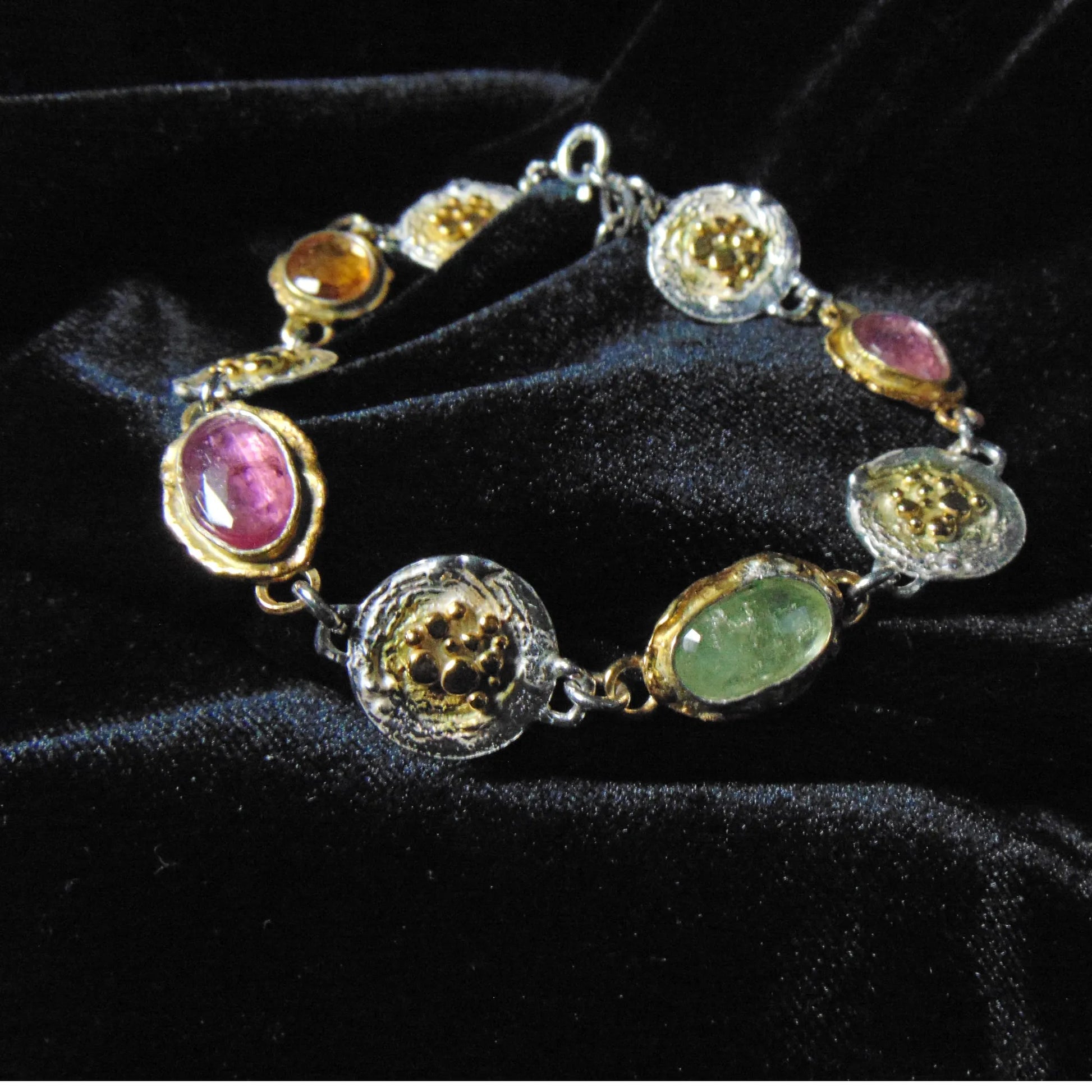 Bransoletka srebrna pozłacana z turmalinami - EPIR Art Jewellery&Gemstone