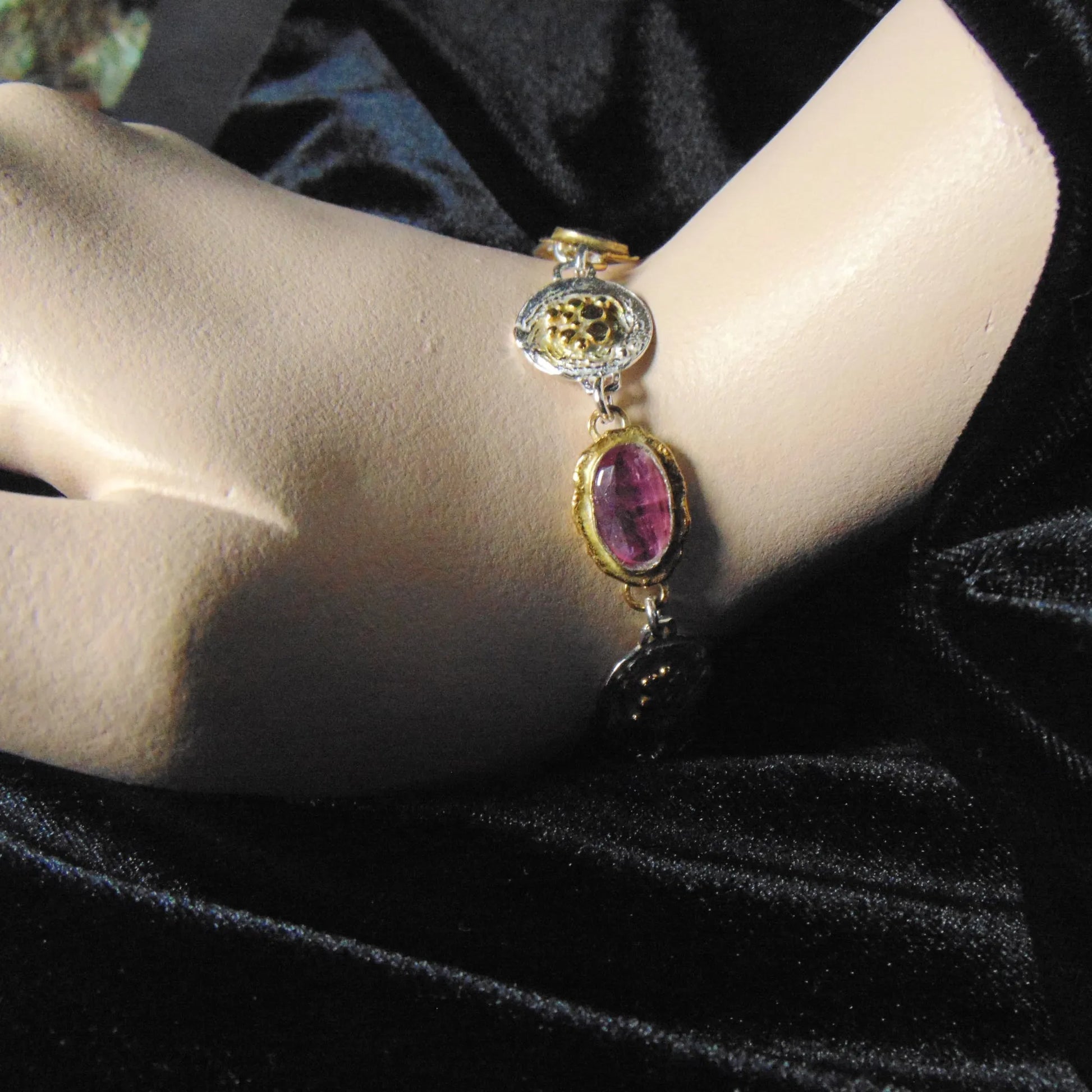 Bransoletka srebrna pozłacana z turmalinami - EPIR Art Jewellery&Gemstone