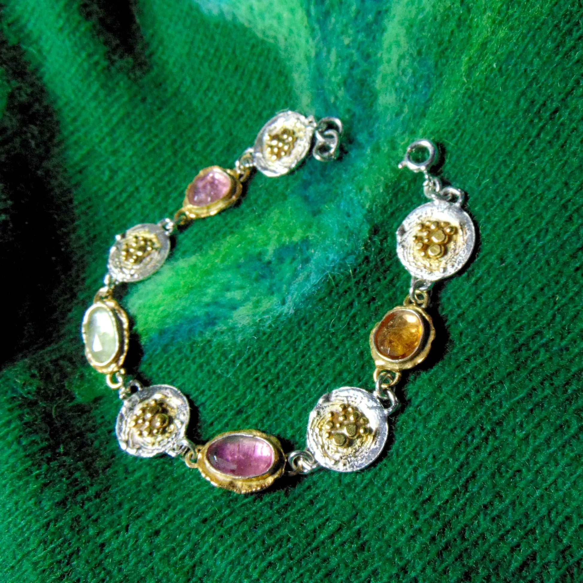 Bransoletka srebrna pozłacana z turmalinami - EPIR Art Jewellery&Gemstone
