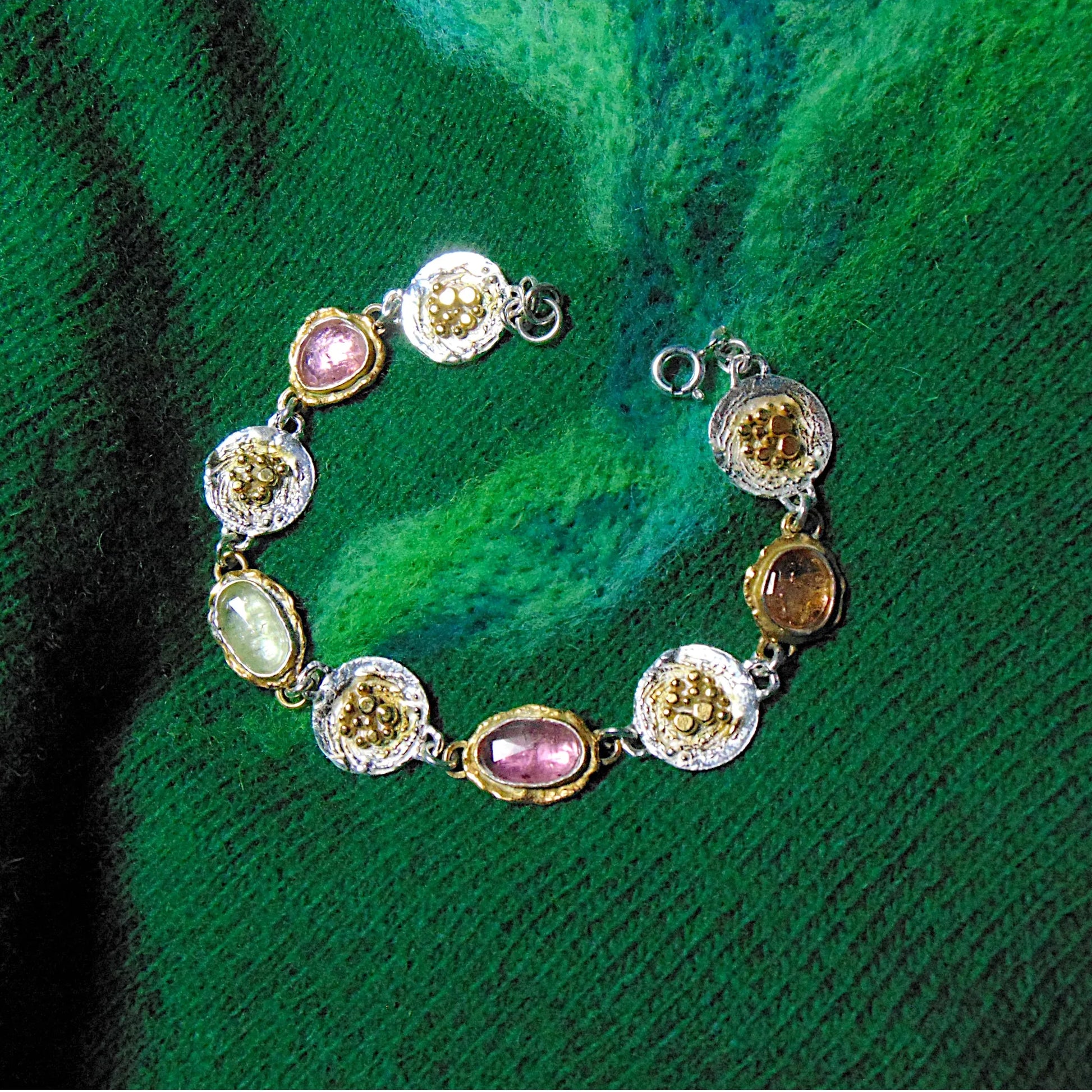 Bransoletka srebrna pozłacana z turmalinami - EPIR Art Jewellery&Gemstone