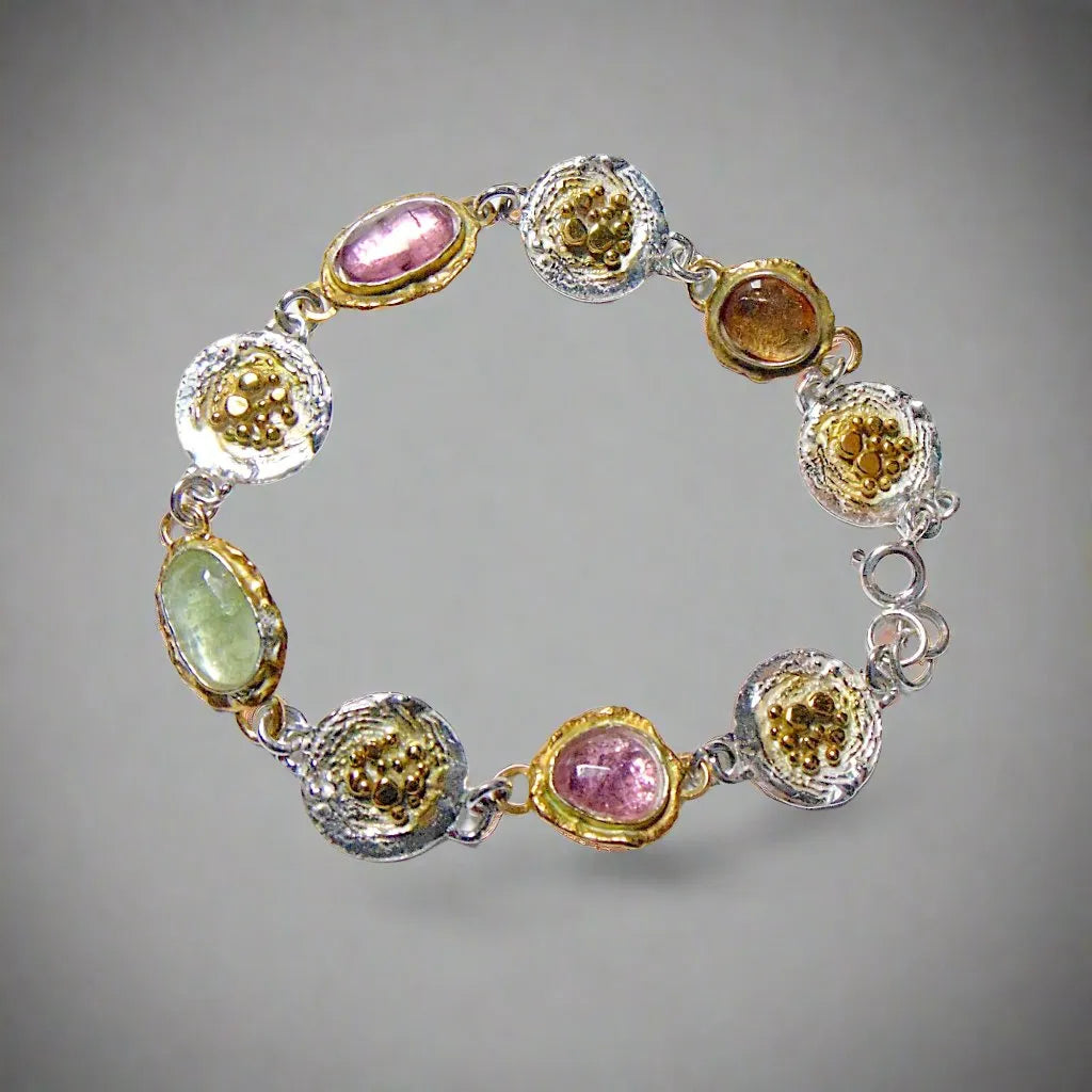 Bransoletka srebrna pozłacana z turmalinami - EPIR Art Jewellery&Gemstone