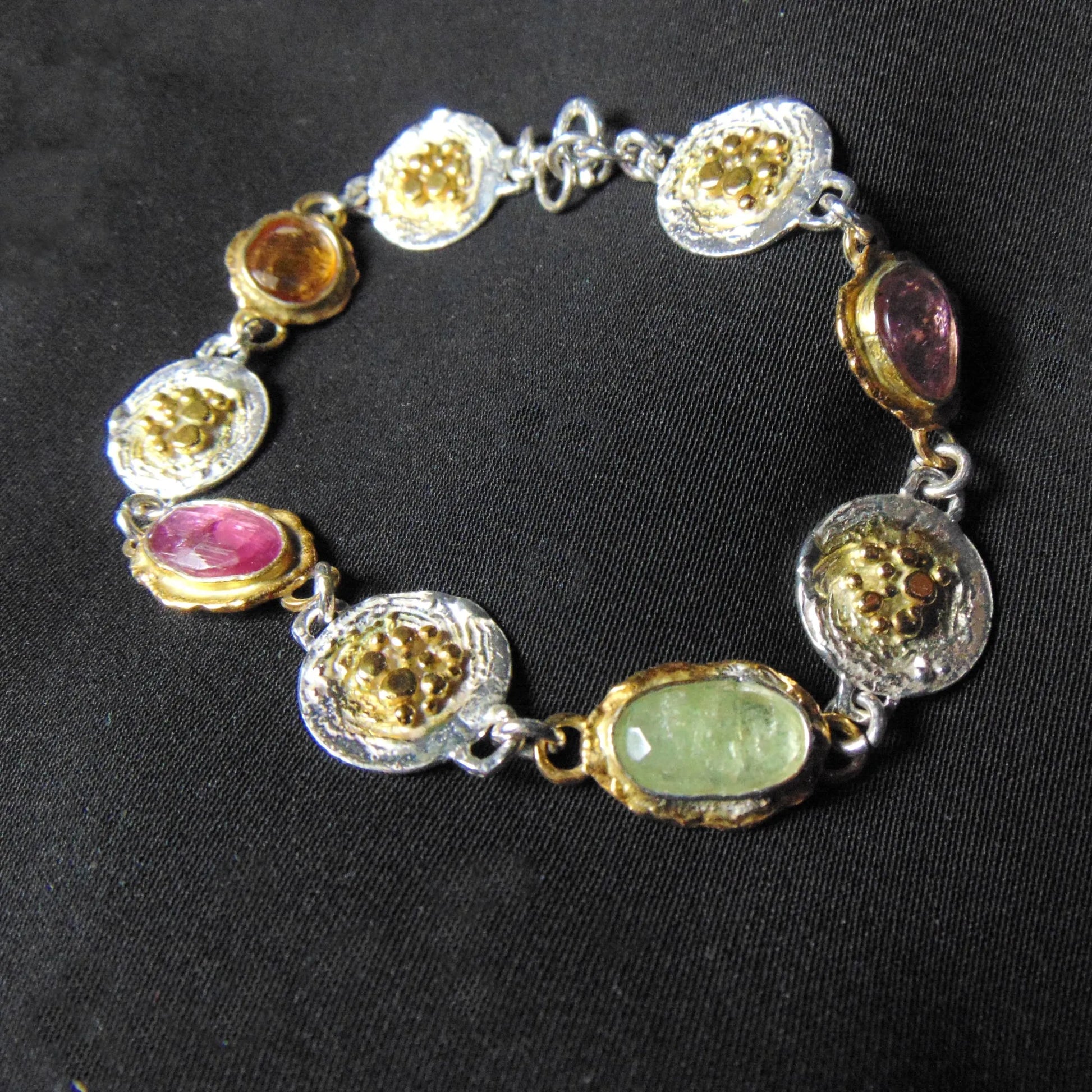 Bransoletka srebrna pozłacana z turmalinami - EPIR Art Jewellery&Gemstone