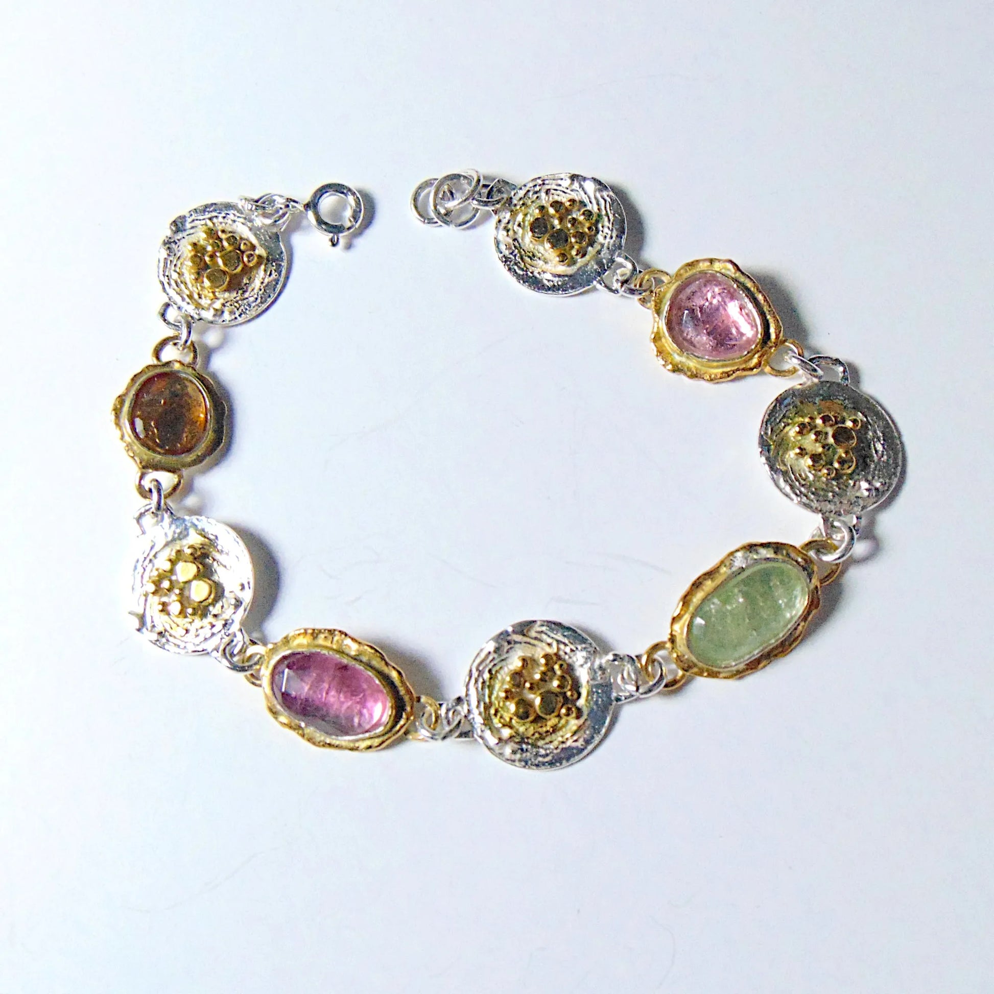 Bransoletka srebrna pozłacana z turmalinami - EPIR Art Jewellery&Gemstone