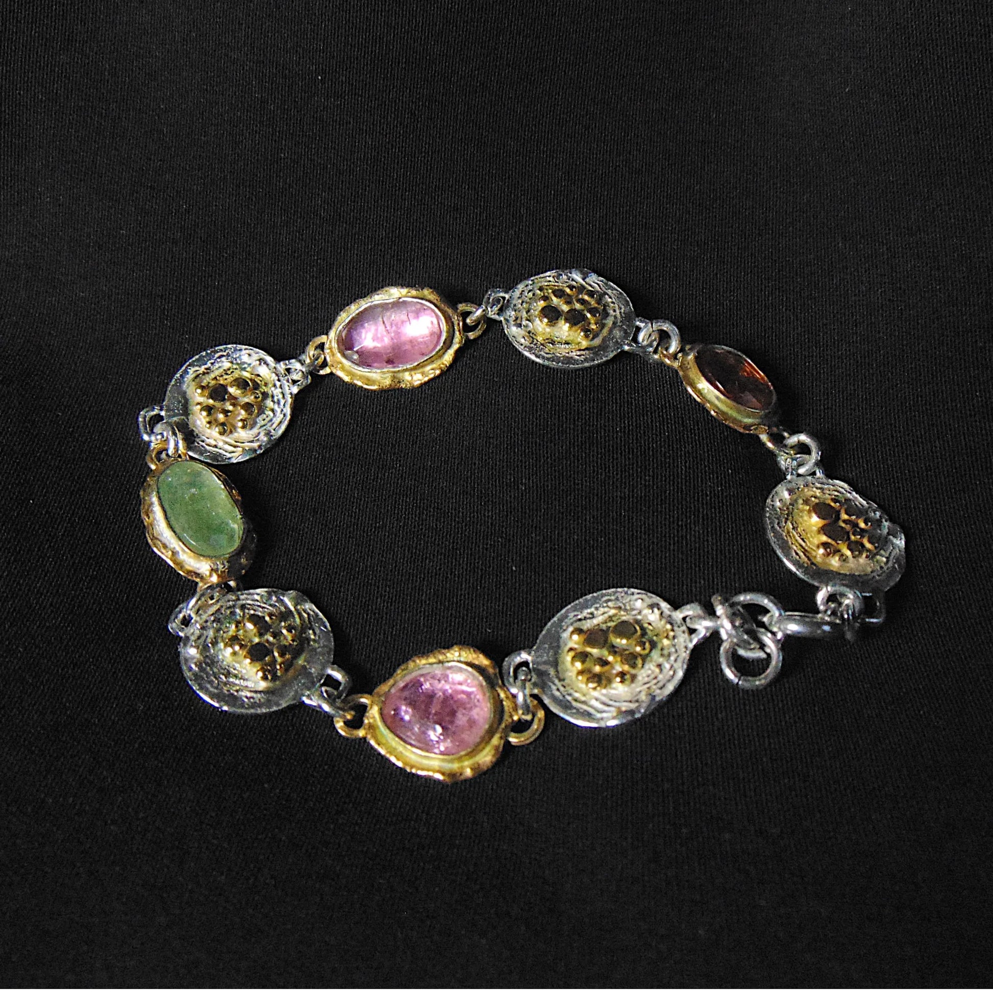 Bransoletka srebrna pozłacana z turmalinami - EPIR Art Jewellery&Gemstone